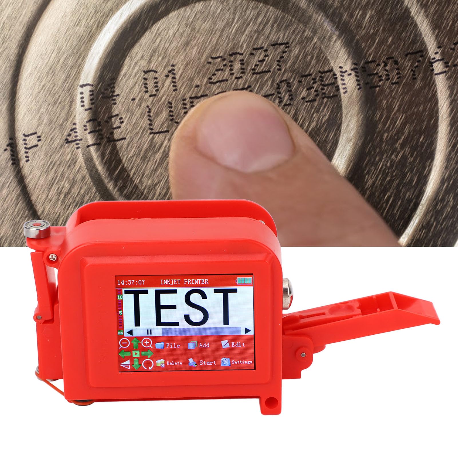 ViaGasaFamido Handheld-Tintenstrahldrucker mit 2,8-Zoll-Touchscreen 12,7 Mm für Stoff, Holz, Karton, Kunststoff, Industrieverpackung, Datum, Barcode, QR-Code-Markierung