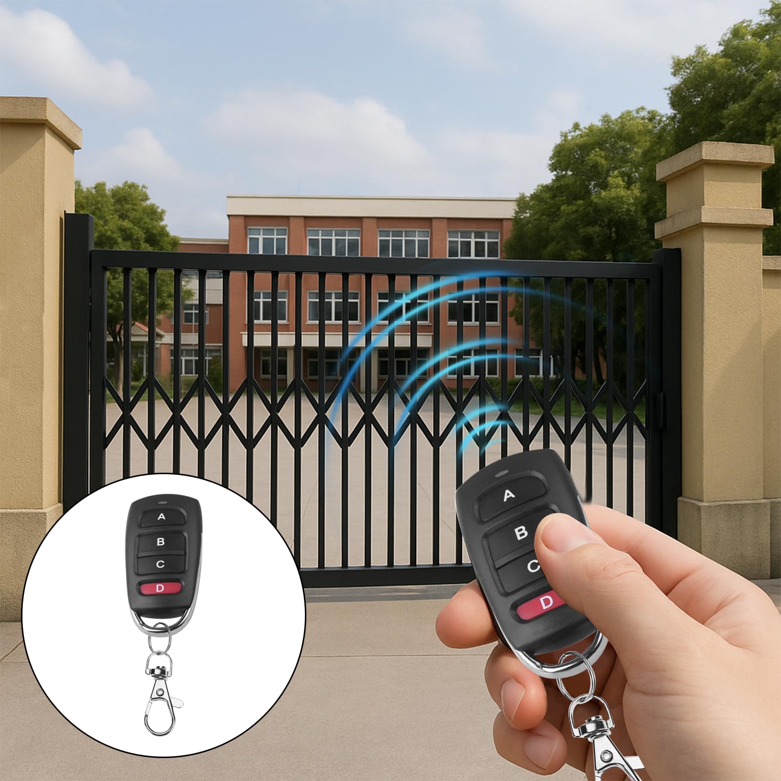 Mando Universal para Puerta de Garaje, 433,92 MHz, 4 Botones, Pack de 2, Compatible con Coche y Puerta de Garaje, Rojo y Negro