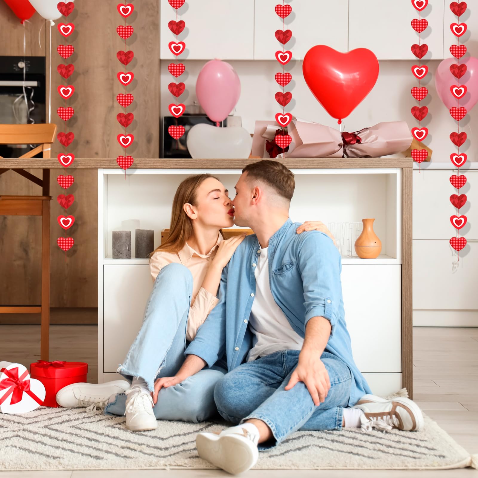 Ghirlanda Di Cuori Rossi HOWAF 12 M In PVC: Brillante, Già Assemblata, Per San Valentino E Matrimoni