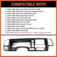 Vista 3 de ECOTRIC Panel de salpicadero doble din compatible con 1995-2002 GMC Sierra Chevy Silverado C/K camión SUV Suburban cubierta completa de consola