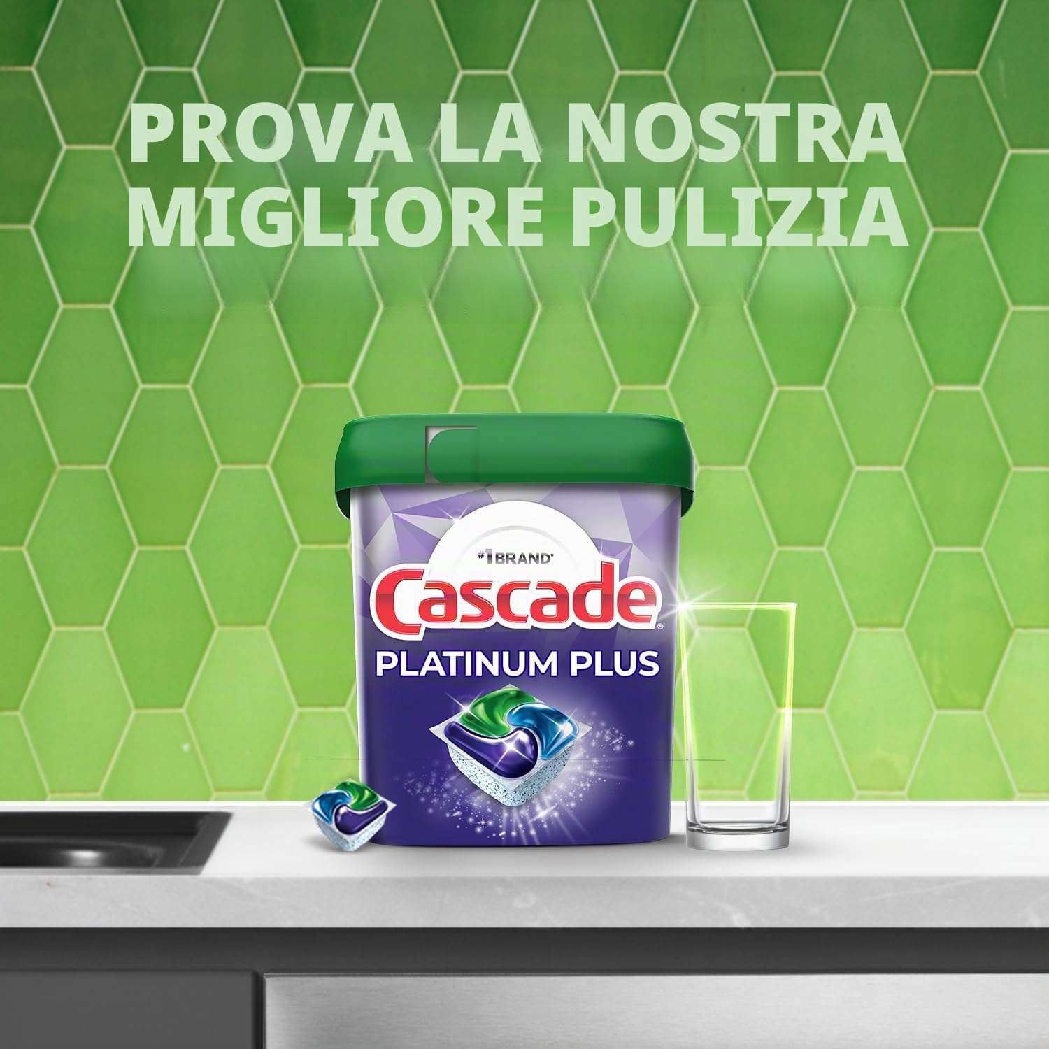 Cascade Platinum ActionPacs - Detersivo per Lavastoviglie, 62 Pacchi Freschi, Senza Fosfati