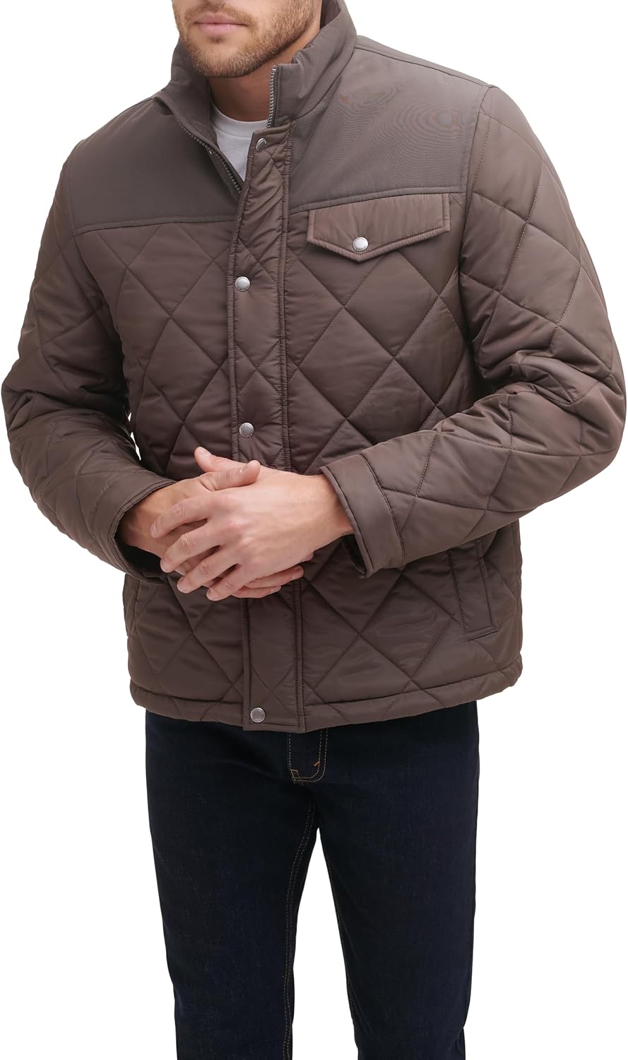 Cole Haan Men's 28" Tonal Mix Media Diamond With Faux Sherpa Lining