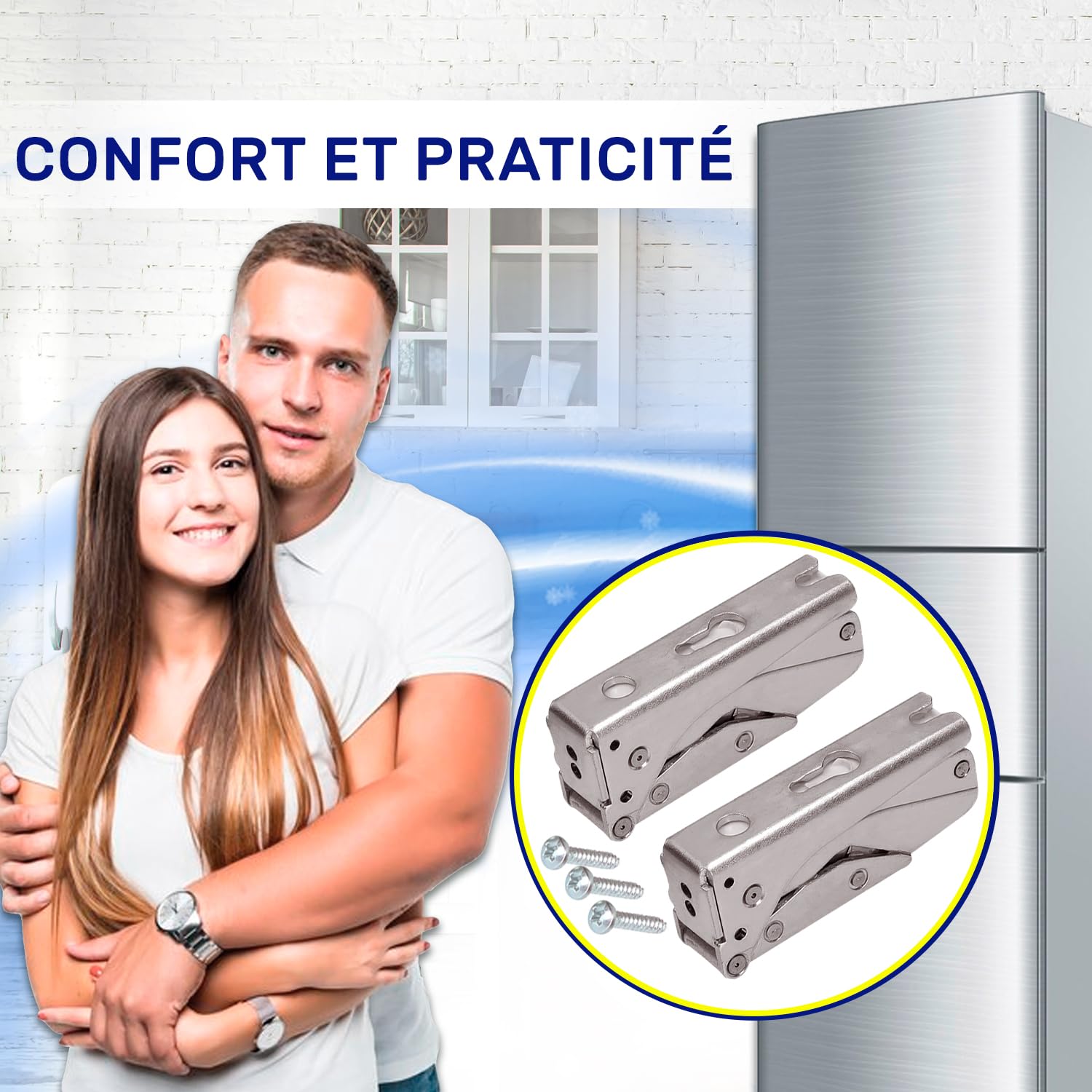 2 Pièces Charniere Supérieur Et Inférieur De Porte Frigo Congelateur Encastrable Avec Le Code Original 12004051 267189 267190 Pour Bosch Pour Siemens - Garantie De 10 Ans - MONTERAL