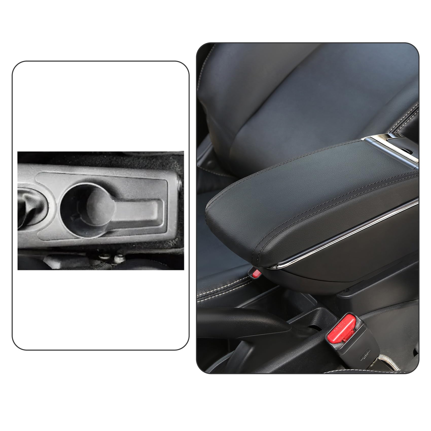 YJYWZH Armlehne für Ford Focus MK1 mit USB und Getränkehalter | 6 USB + 1 USB-C,Mittelarmlehne Mittelkonsole,Doppelstauraum,Verschiebbare Armauflage,PU-Leder,Schwarz