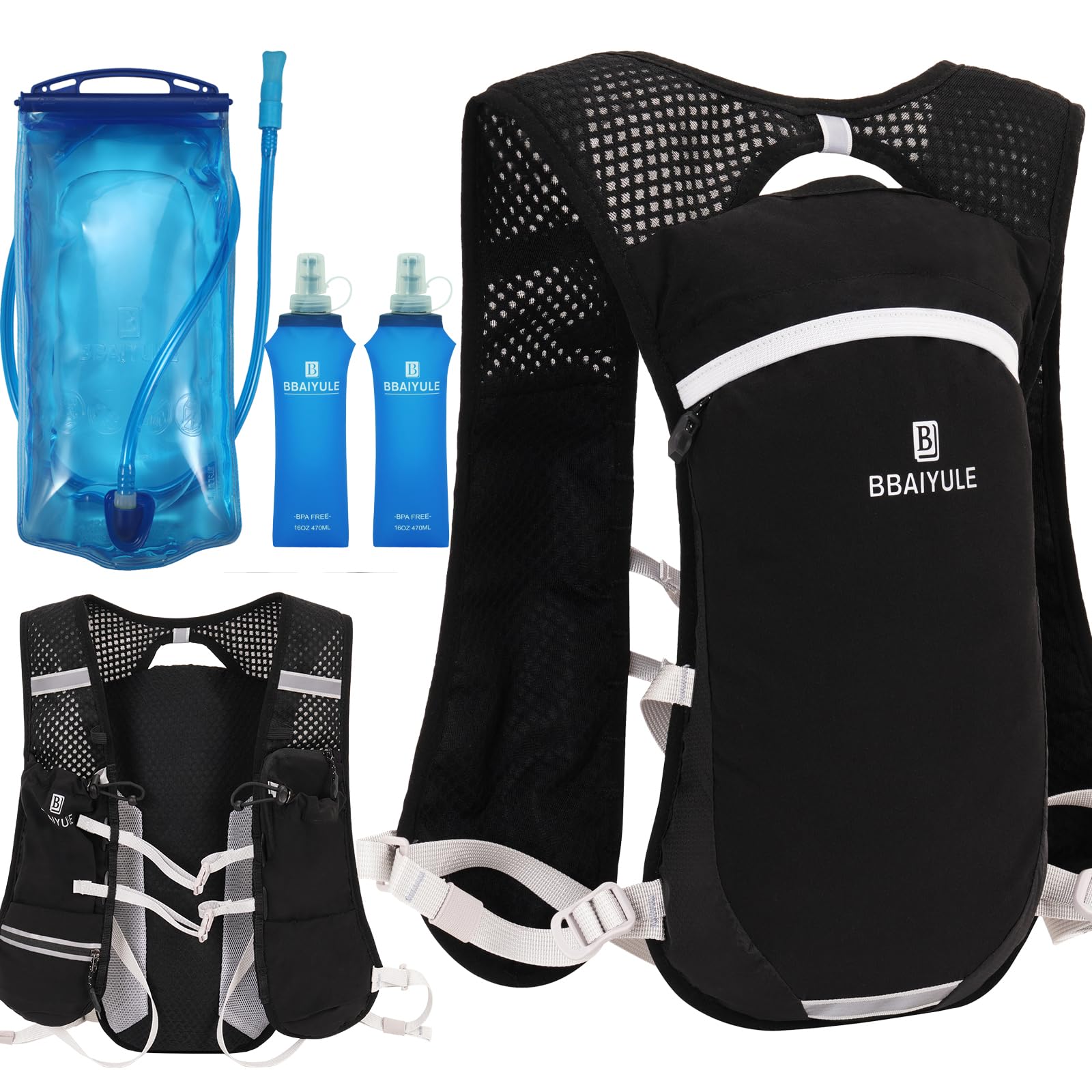 Sac Hydratation Course Gilet D'hydratation BBAIYULE - Sac à Dos Course Léger Avec Poche Eau 2L Sac D'hydratation 2L BBAIYULE