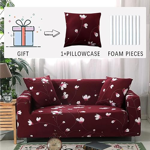 Miniatura 2 de Qubjus Funda elástica para sofá con estampado, una funda de cojín separada para sofás de 2 cojines, protector universal de muebles (mediano, flor