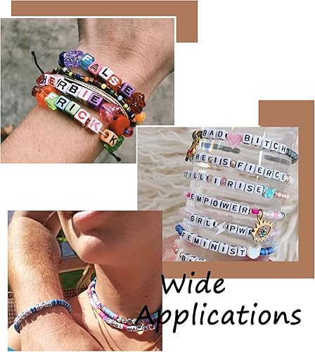 Vista 265 de FASHEWELRY 300 cuentas de letras acrílicas blancas de 0.236 x 0.236 pulgadas (0.236 x 0.236 in), cuentas del alfabeto para hacer pulseras