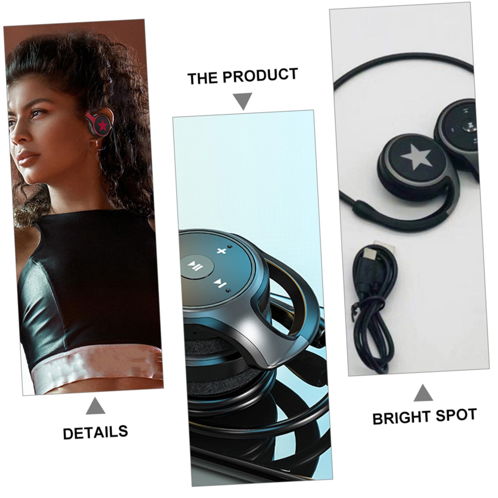 Ipetboom Auricolari Wireless da Viaggio con Riduzione del Rumore, Mini Auricolari Sportivi con Gancio Posteriore per Orecchio, Cuffie Esterne Portatili per Auto e Attività All’aperto,