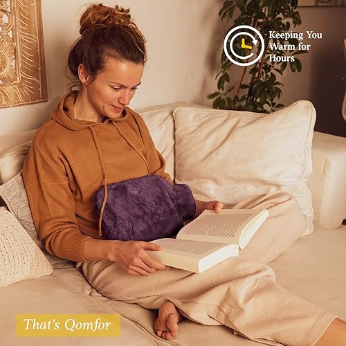 Miniatura 5 de Qomfor Botella de agua caliente con tapa suave  1.8L grande  Bolsa de agua caliente clásica para aliviar el dolor, cuello y hombros, calentador de