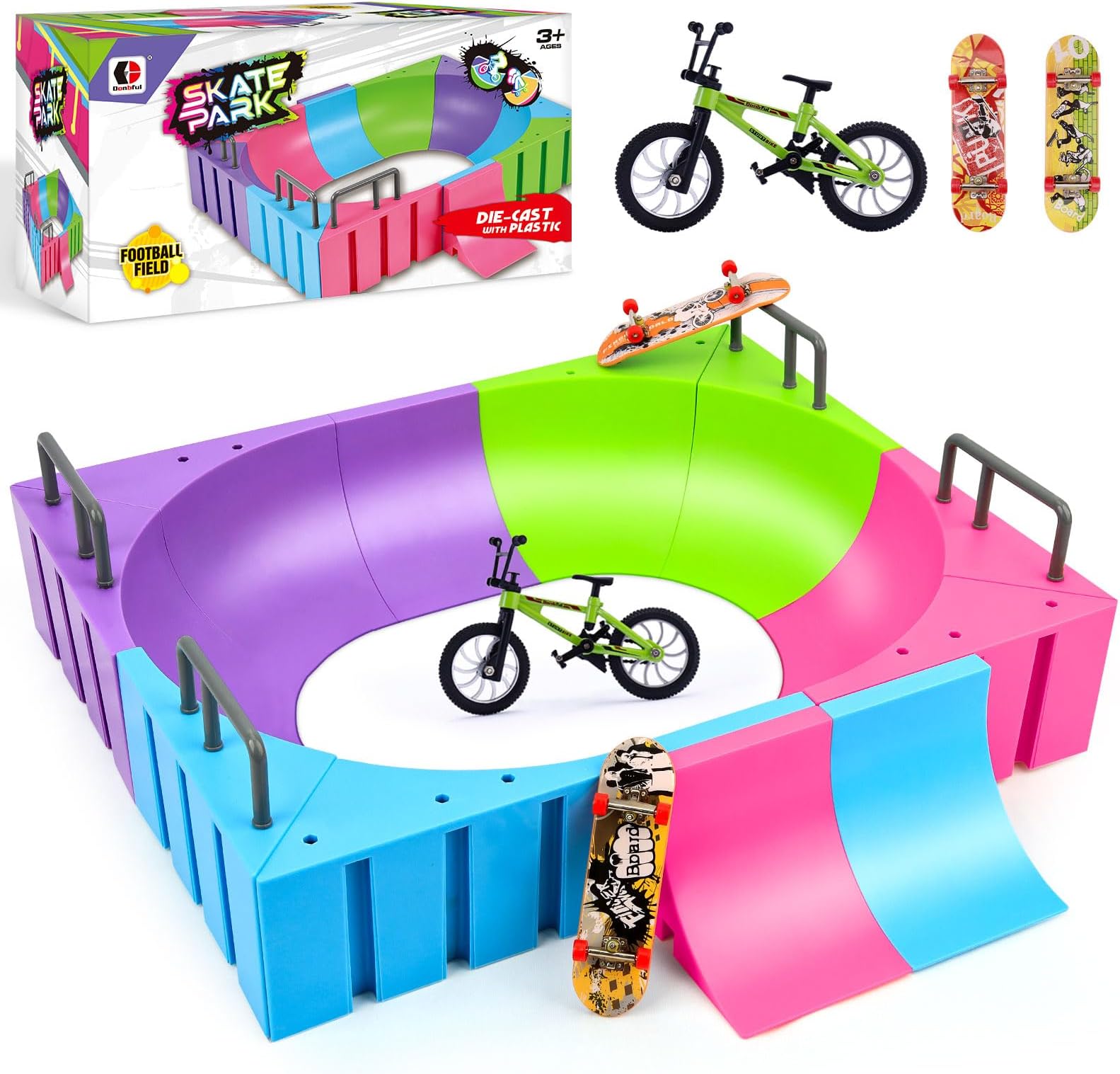 CS COSDDI Finger Skateboards Ramp Set,Mini Fingerboard Rail Kit with 12 Ramps,2 Fingerboards,1 Finger Bike, Finger Toy for Kids Adults,Ultimate Skatepark Training Props - Fingerboard Skate Set