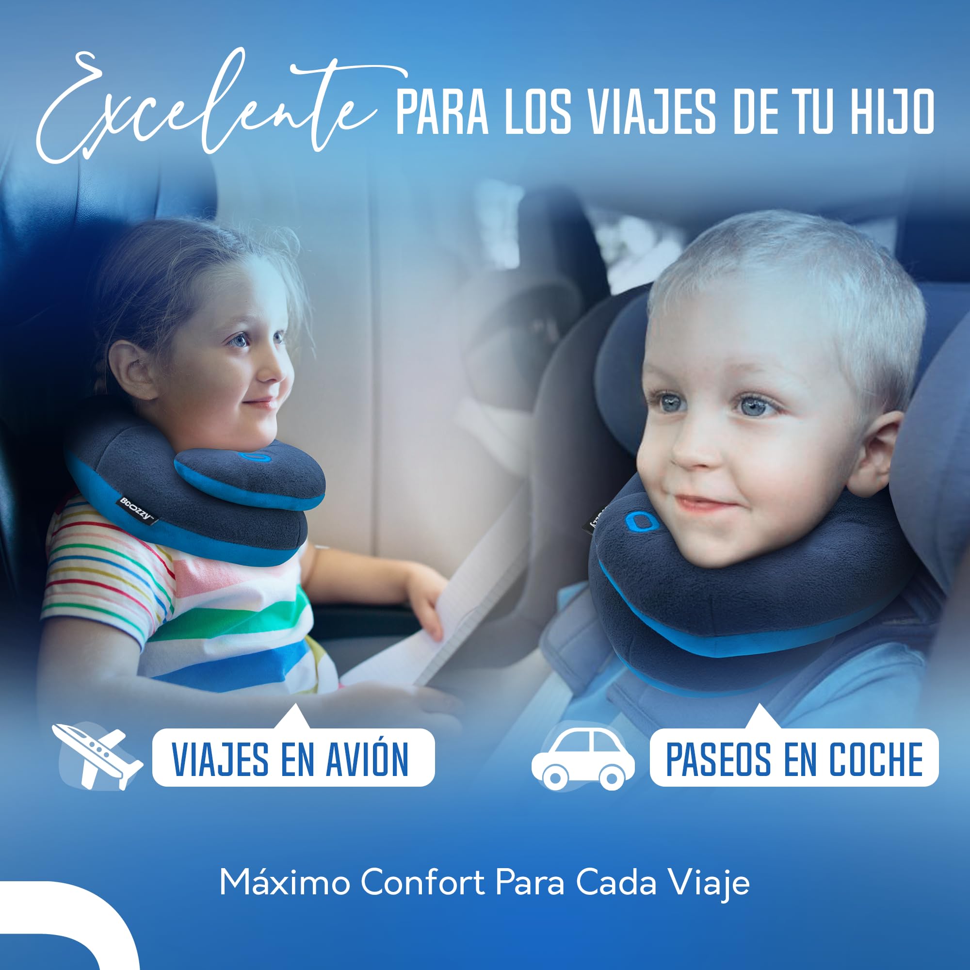BCOZZY Almohada de Viaje Niños 3-7, Soporte Cabeza y Barbilla, Rosa