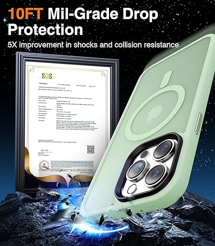 Miniatura 4 de Meifigno Magic Mag Series - Funda para iPhone 14 ProMax, protección de grado militar y compatible con MagSafe, parte trasera mate translúcida con