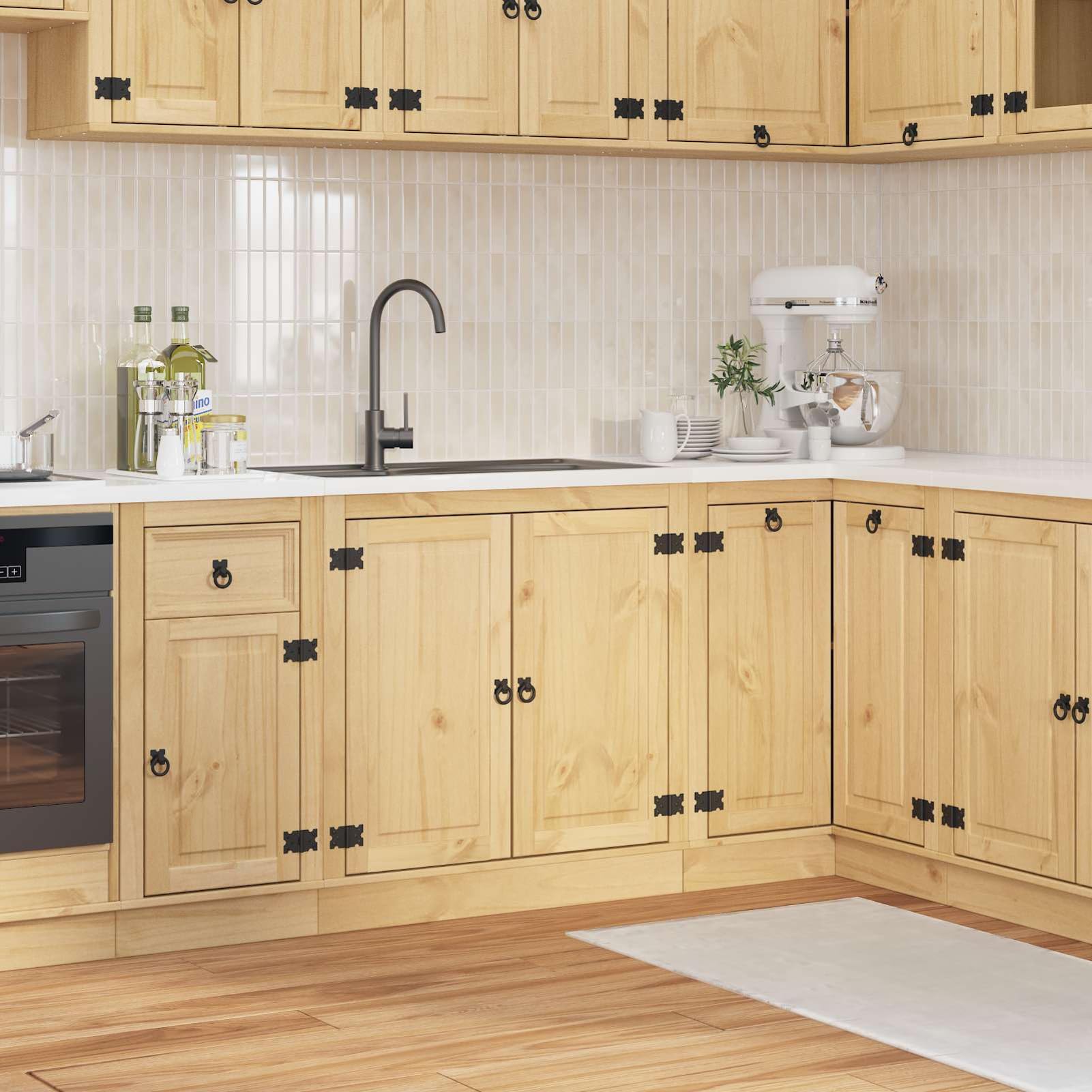 Homgoday Eleganter Kiefernschrank mit viel Stauraum - Modernes Design für Wohnzimmer und Esszimmer Model42007570