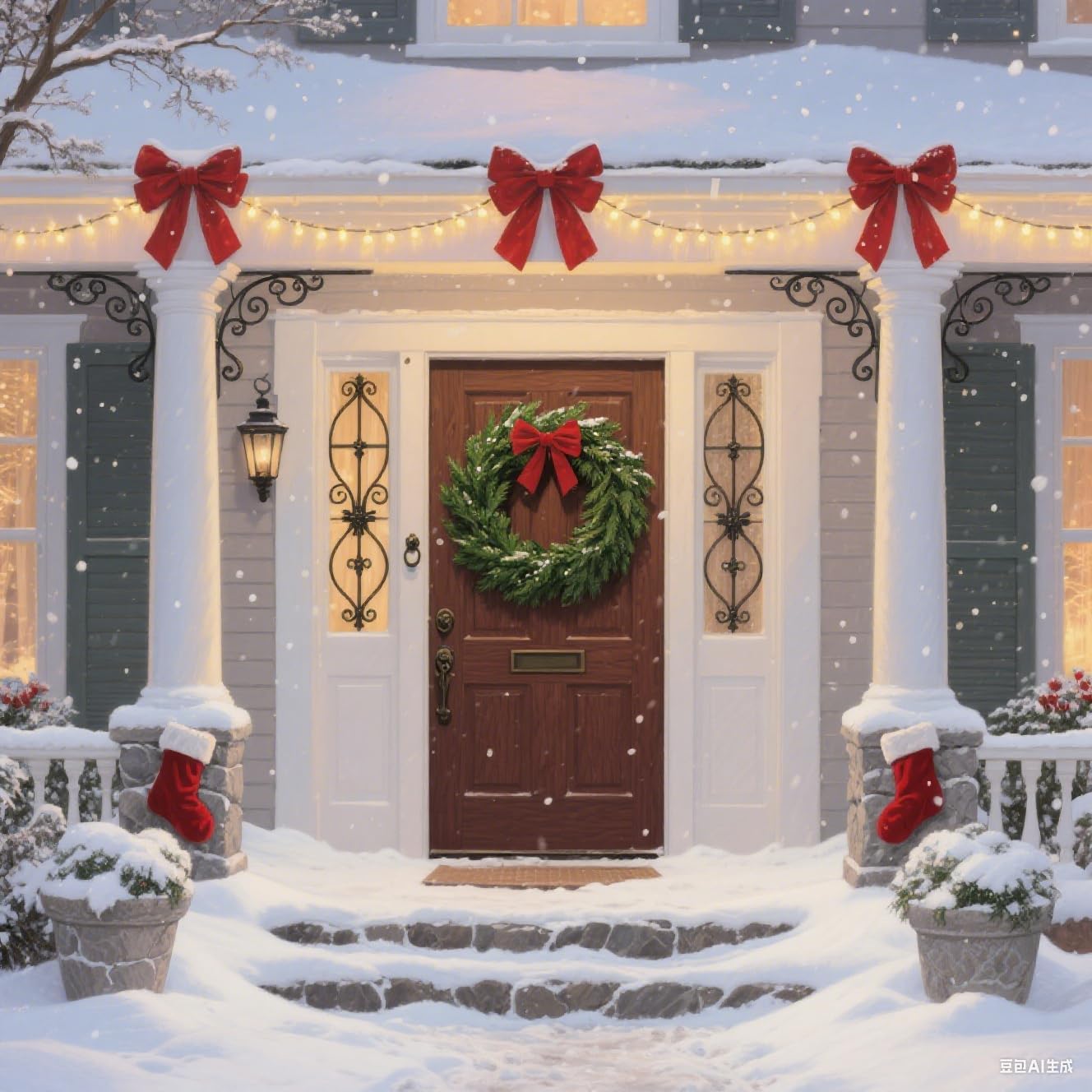 24 Inch Christmas Wreaths for Front Door Real Touch Cedar Wreath Artificial Green Wreath for Indoor Outdoor Home Window Decoration - Image 4