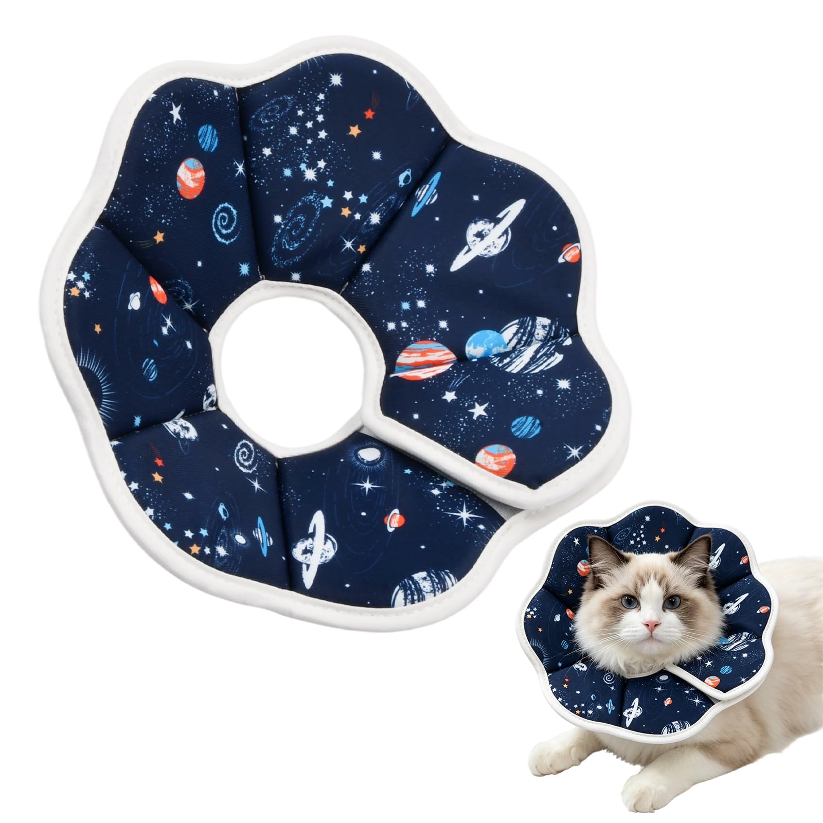 Muiltvoe Soft Cat Cone Collar Adjustable Recovery Collar for Cats and Kittens to Stop Licking After Surgery Comfortable Donut Neck Cone