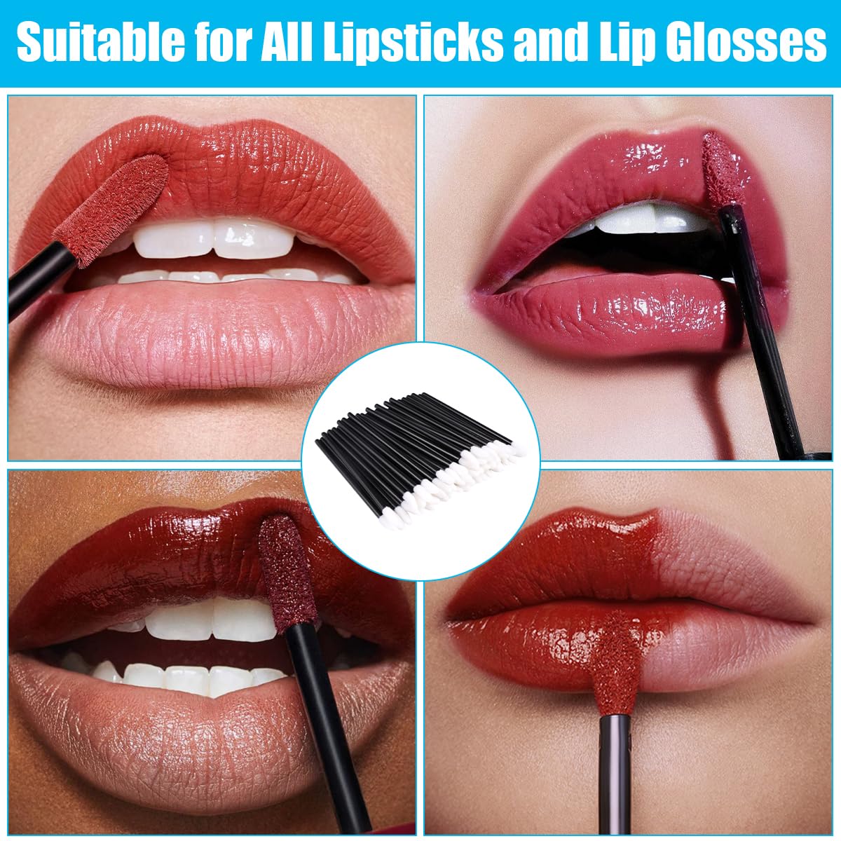 400 Piezas Cepillos Para Maquillaje de Labios, Pincel Labios de Brillo en áNgulo para Una Aplicación Uniforme De Pintalabios, Corrector, Base de Maquillaje, Rímel, Esmalte de Uñas y Tratamiento Local