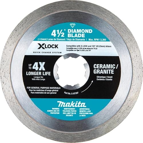 X-Lock 4-1/2 in. Continuous Rim Diamond Blade for Ceramic and Granite Cutting E-073