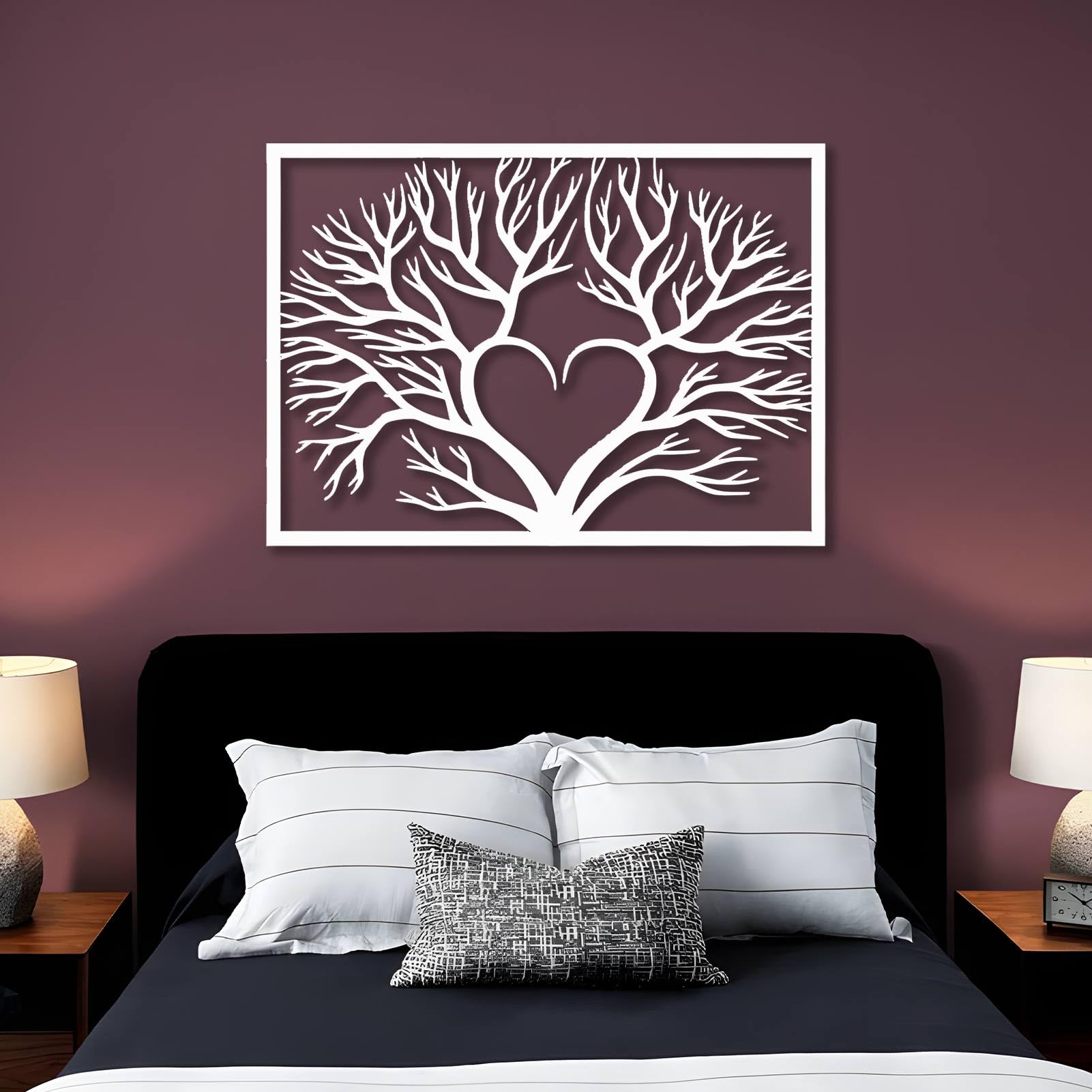 Metall-Wandkunst silberner AST Lebensbaum ästhetische Schlafzimmer-AST-Dekoration Moderne Skulptur für Wohnzimmer Schlafzimmer Flur und Treppenhaus Natur-Wohndeko