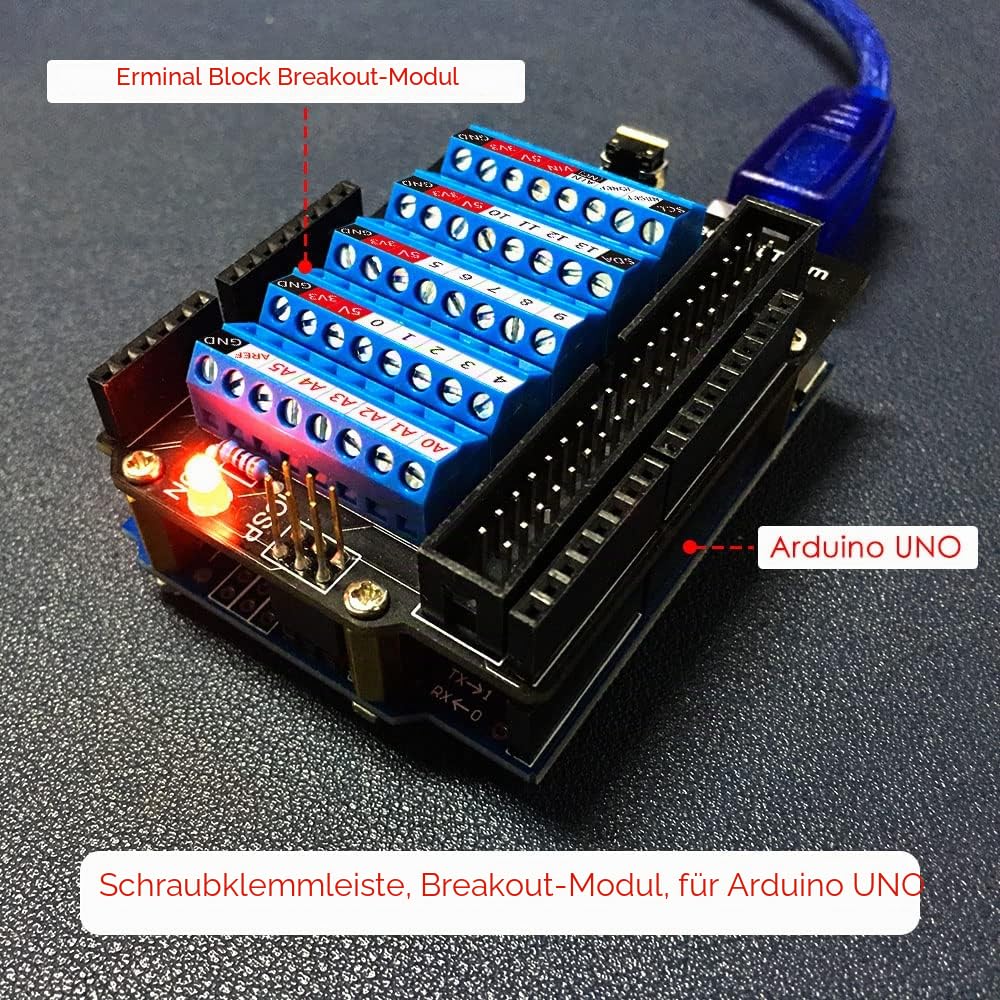 GeeekPi Screw Terminal Hat für Arduino UNO, GPIO Screw Terminal Block Breakout Module mit Horn Socket Connector, GPIO Expansion Board Breakout für Arduino UNO