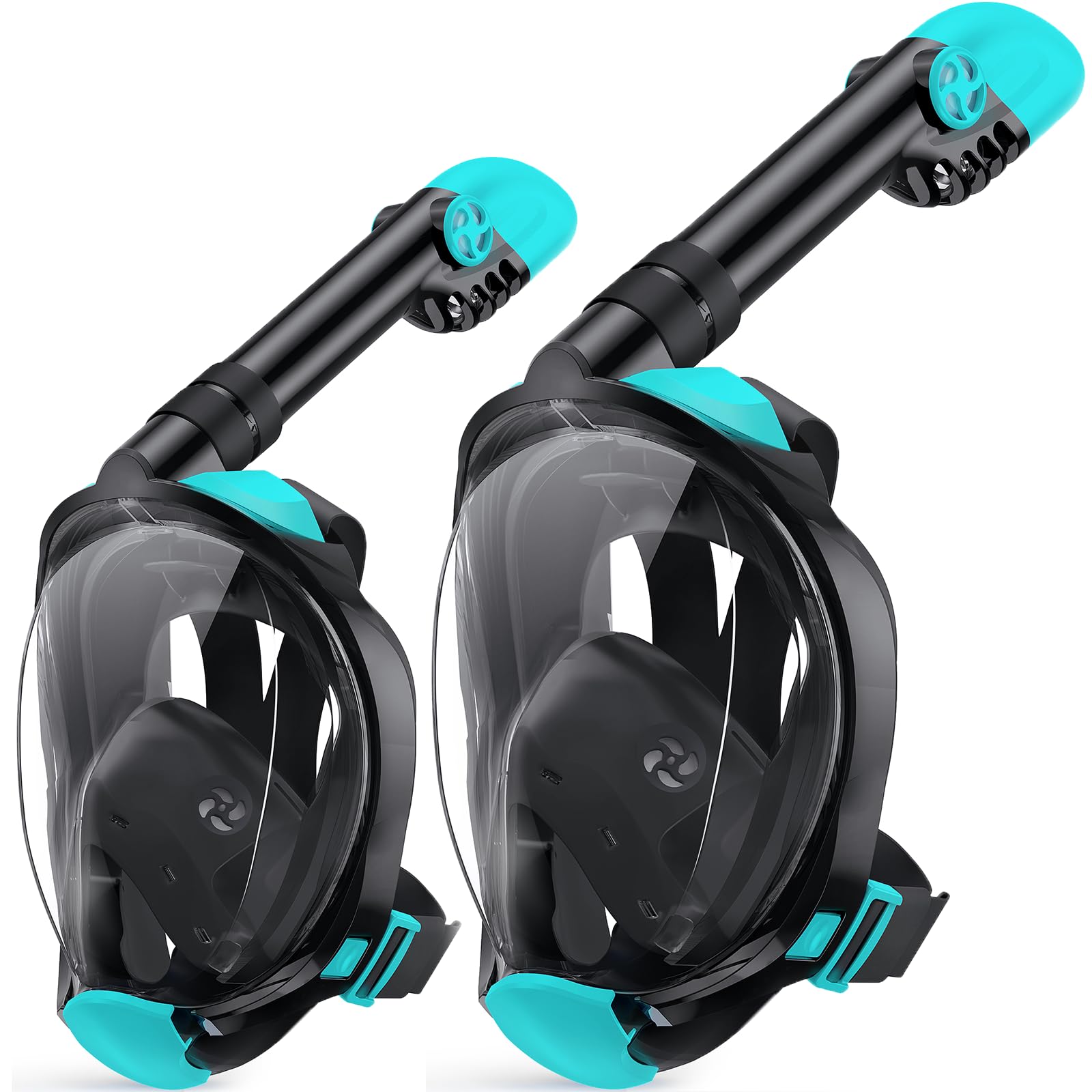 Greatever G2 Adults Kids Full Face Snorkel Mask 2 Pcs,Safe Breathing,Anti-Leak&Anti-Fog Snorkeling Mask with Camera Mount