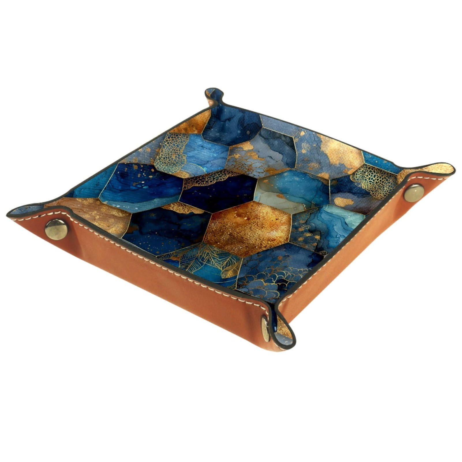 VAPOKF Hexagonal Texture Portable Folding Dice Rolling Tray, Microfiber Leather Dice Holder for Dice Games Like RPG, DND and Other Table Games