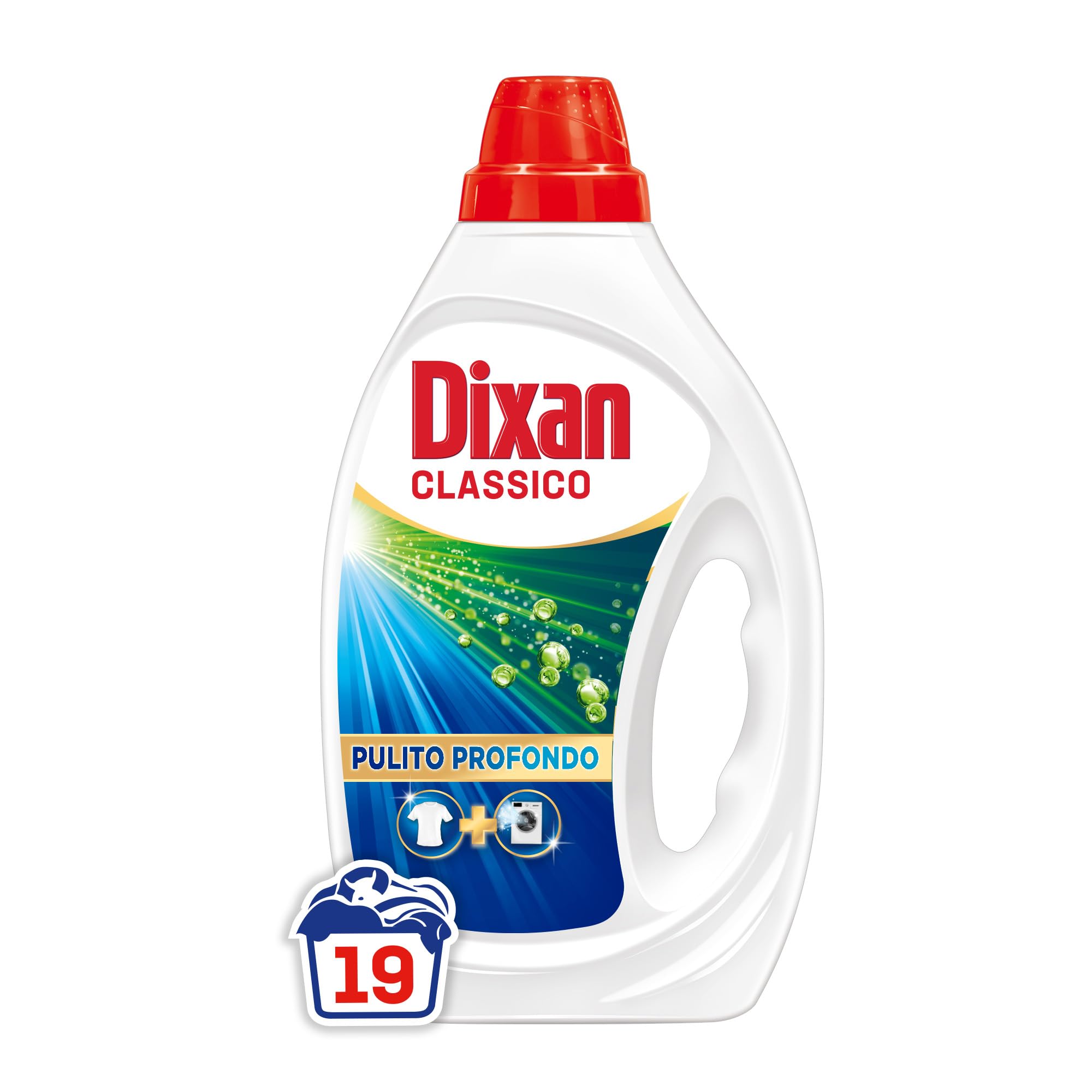 Dixan Liquido Classico Detersivo Lavatrice (6 confezioni da 19 Lavaggi), per una pulizia profonda del bucato e freschezza igienica per la lavatrice, Rimuove le macchie da 20°C