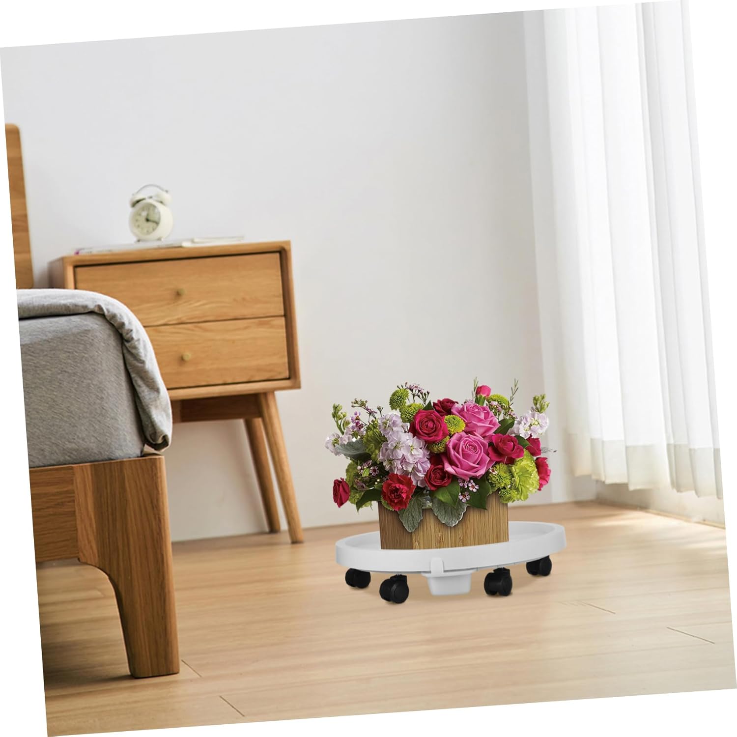 360degree Flower Pot Mobile Bracket Rolling Plant Stand Rotation Water Tray Heavy Duty Base for Easy Movement