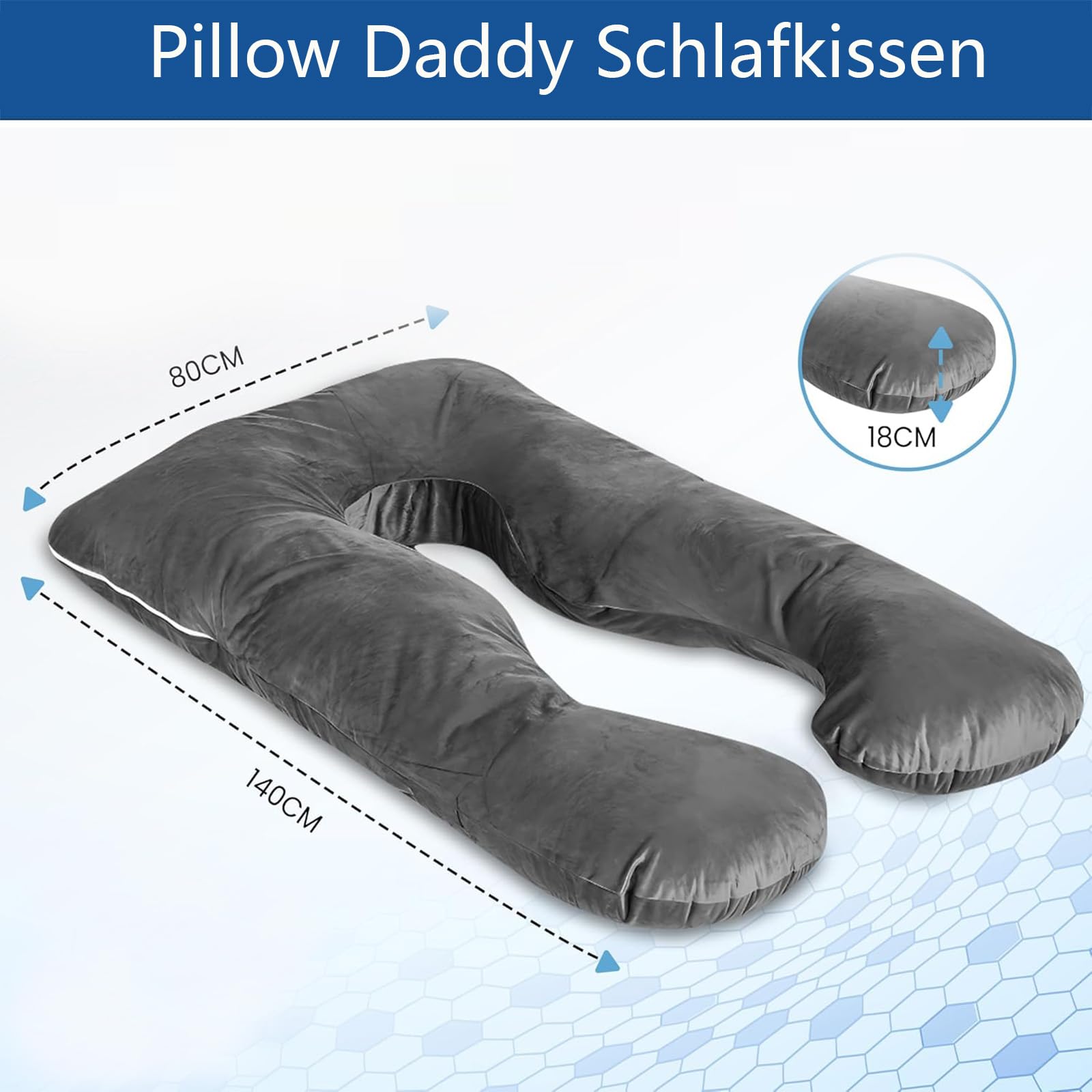 Pillow Daddy Schlafkissen,Schwangerschaftskissen,OrthopäDisches SeitenschläFerkissen，SeitenschläFerkissen U FormfüR Frauen Und SeitenschläFer (Schwarz)