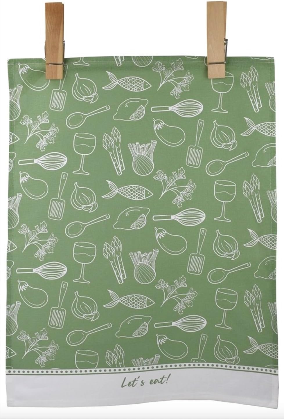 LoveVivid 100% Cotton Printed Kitchen Dish Towel, 21" x 28", Let's Eat Mealtime Joy