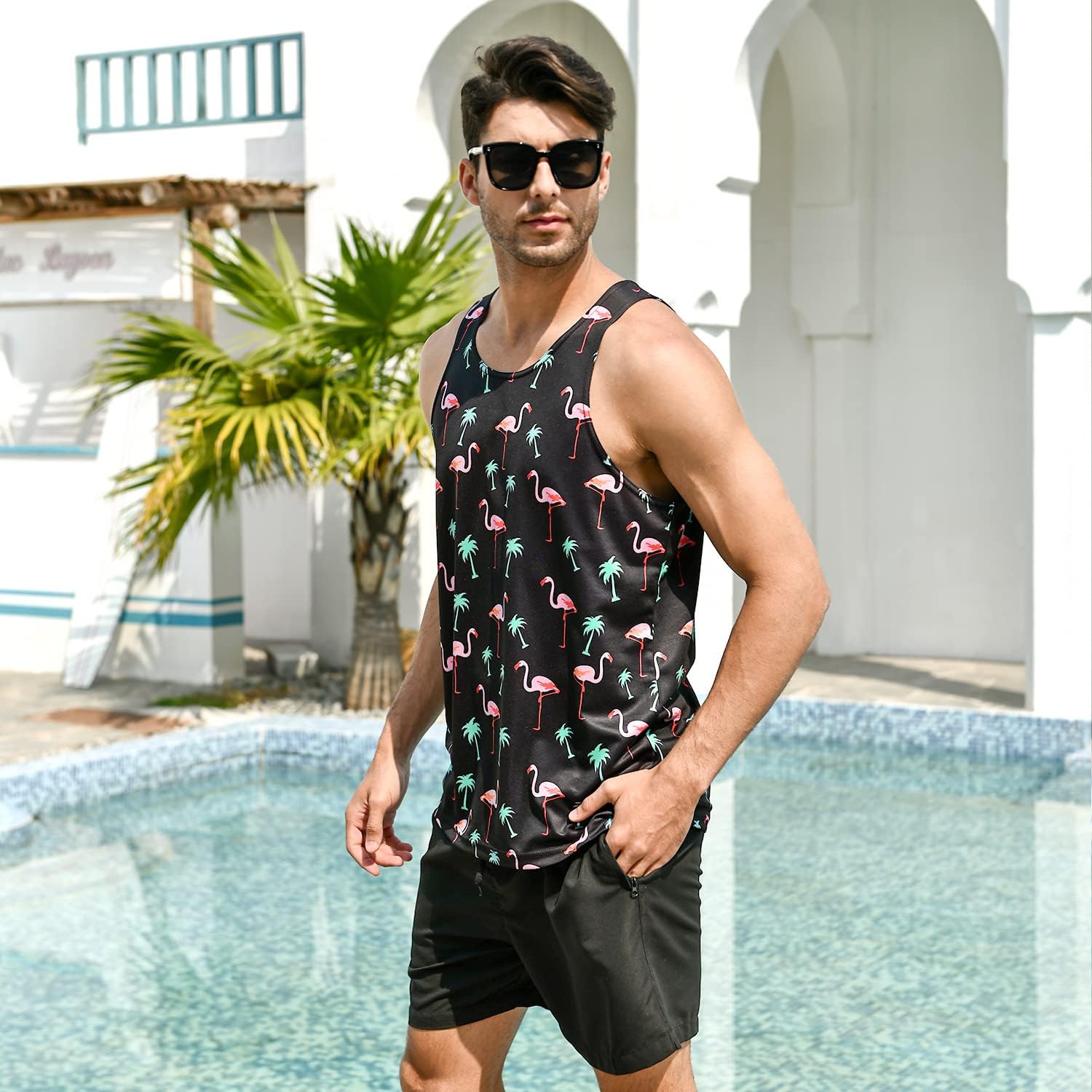 AIDEAONE Mens Summer Tank Tops 3D Graphic Novelty Sleeveless Beach T-Shirt Gym Vest Undershirts S