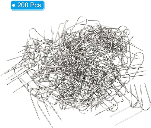 Miniatura 3 de PATIKIL Pasadores de horquilla, 200 pines de acero inoxidable para coser en U de 0.9 pulgadas, pasadores de doble bloqueo para coser joyas, tela,