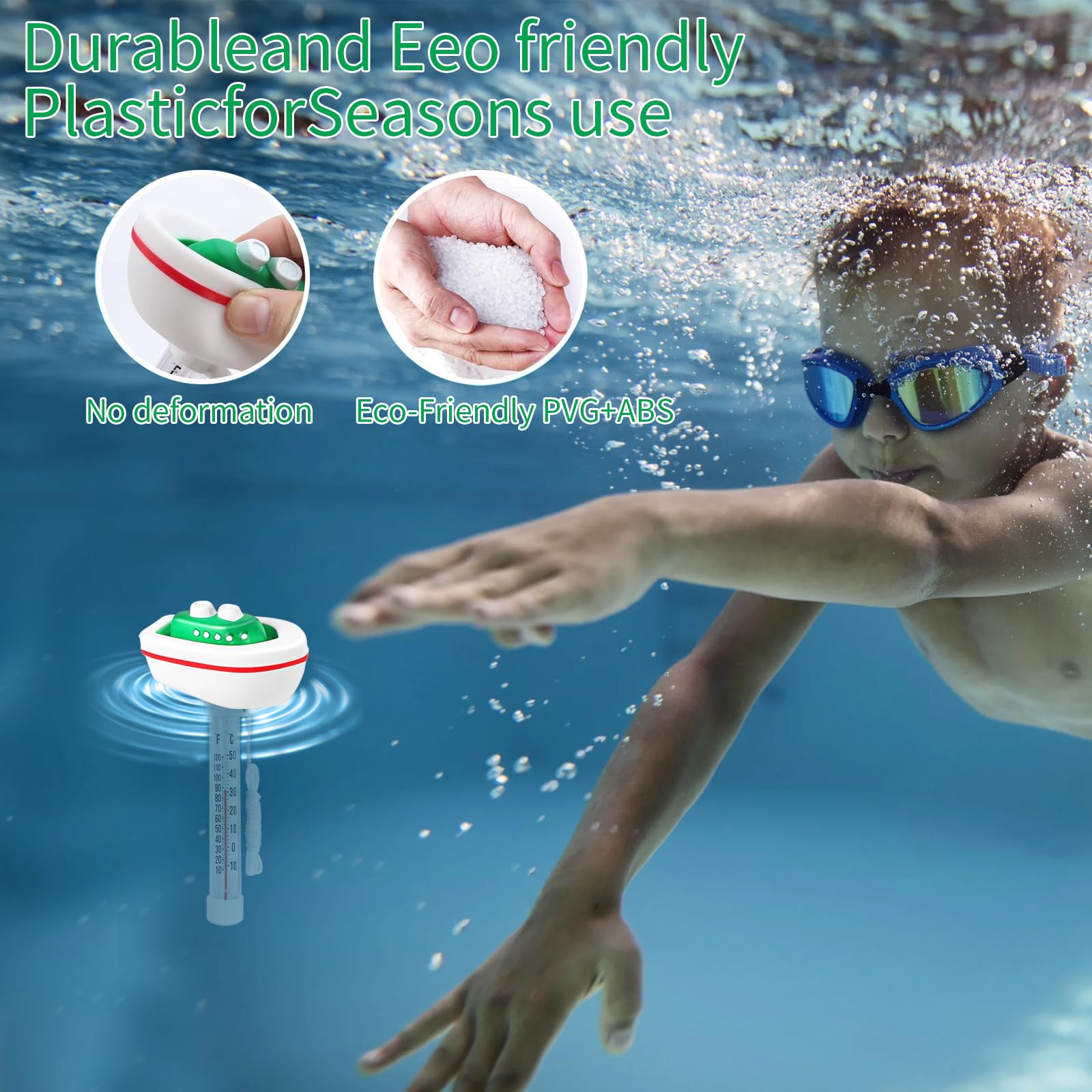 Poolthermometer, Pool Thermometer, Wasserthermometer, Poolthermometer Schwimmend,Badethermometer mit Seil,Thermometer Wasser Leicht Ablesbar,Wassertemperatur Wasserthermometer für Pools Wanne und Spas