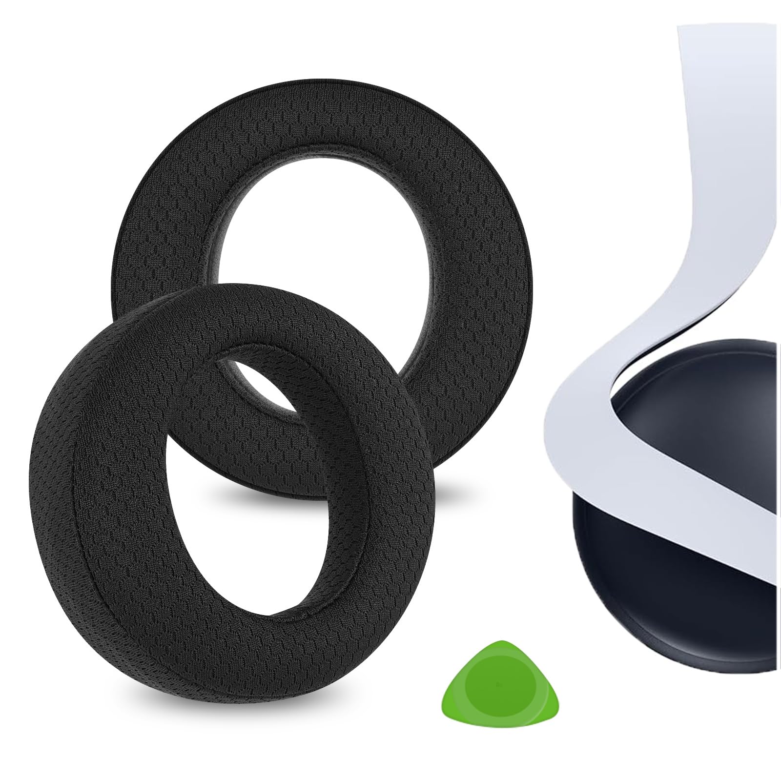 GEEKRIAComfort Mesh Fabric Replacement Ear Pads for Sony PlayStation Pulse Elite Headphones Ear Cushions, Headset Earpads, Ear Cups Cover Repair Parts (Black)
