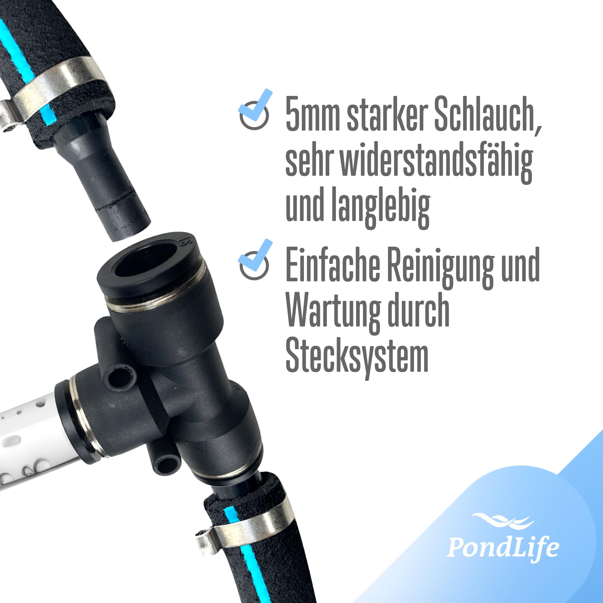 Pondlife Japan Belüfterring für Koi Teich, Ø 50 cm, Teichbelüfter mit Luftschlauch, Sauerstoffzufuhr und Belüftung, Teich Zubehör