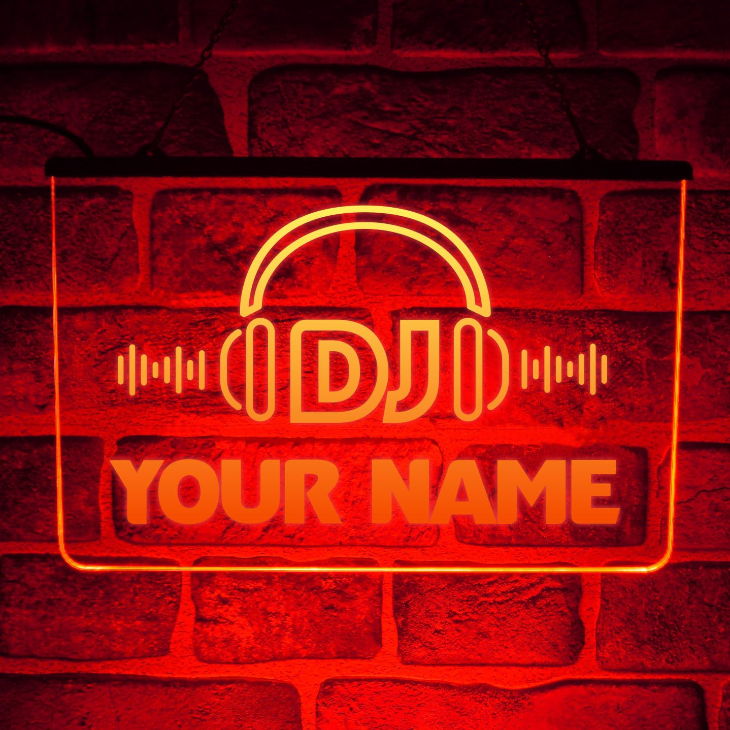 Personalised DJ Studio Neon LED Sign – Custom Light Up Name Plaque for Music Room, Radio Station, Booth Accessories – Unique Gift Ideas (USB Powered) (Red)