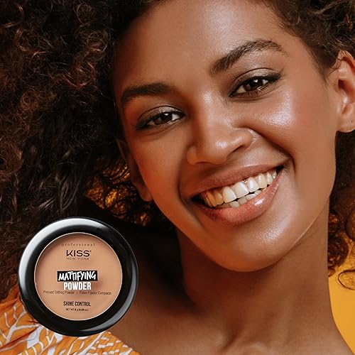 Miniatura 9 de Polvo fijador de acabado matificante prensado profesional, mejor para pieles medias a oscuras, difumina líneas finas y poros (bronceado translúcido)