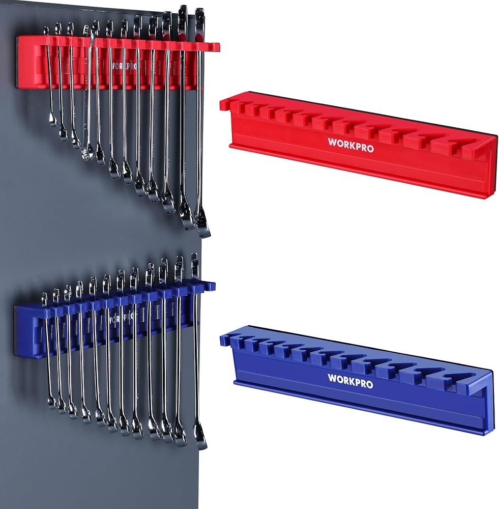 WORKPRO 2-Piece Magnetic Wrench Organizer, 24 Slots Wrench Holder
