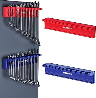 WORKPRO 2-Piece Magnetic Wrench Organizer, 24 Slots Wrenches Holder Fits SAE (5/16” to 3/4”) and Metric (9 mm to 20 mm), Premium Quality Wrench Rack Set to Keep Wrenches Organized