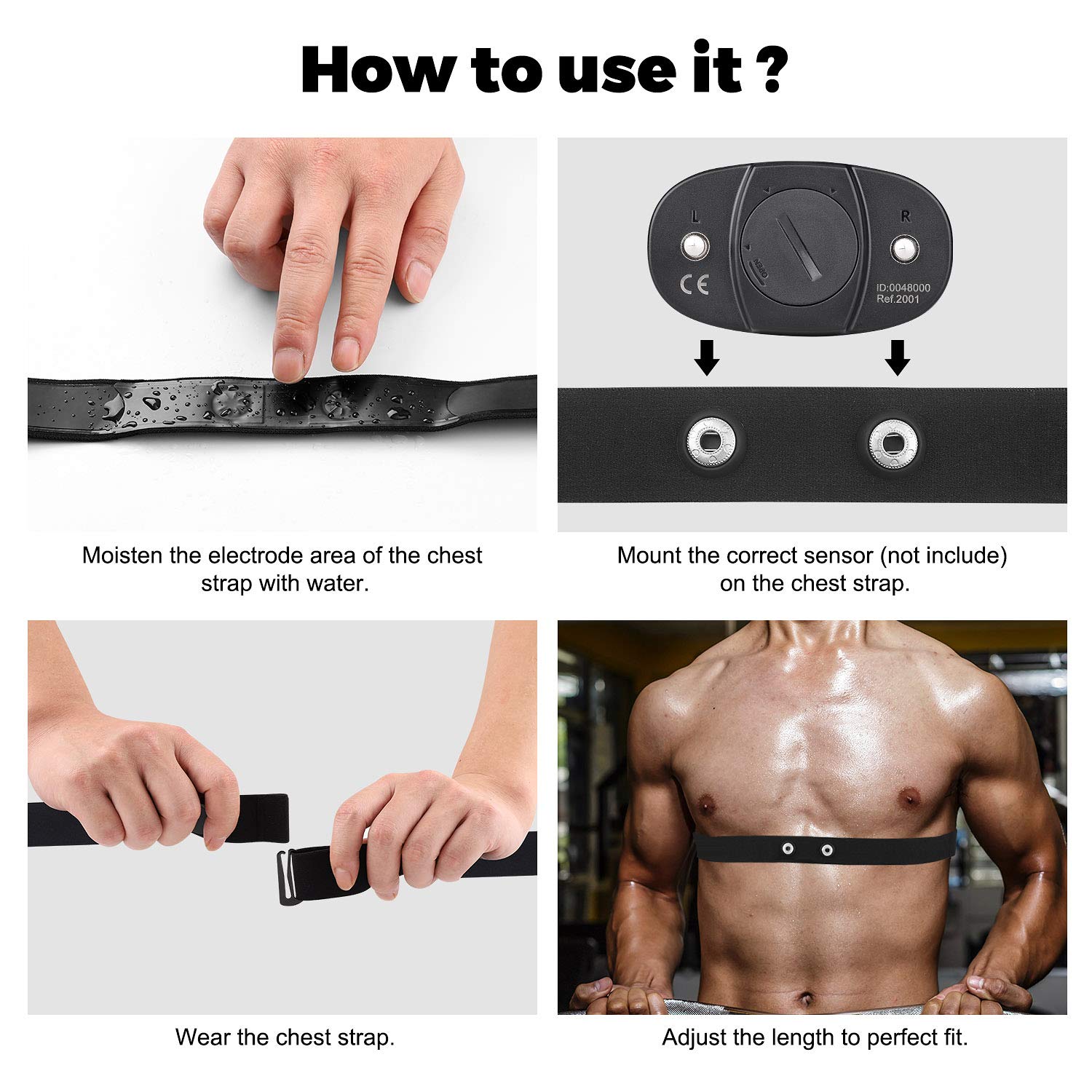 CooSpo Heart Rate Chest Strap Replacement Belt Adjustable Elastic Band 25"