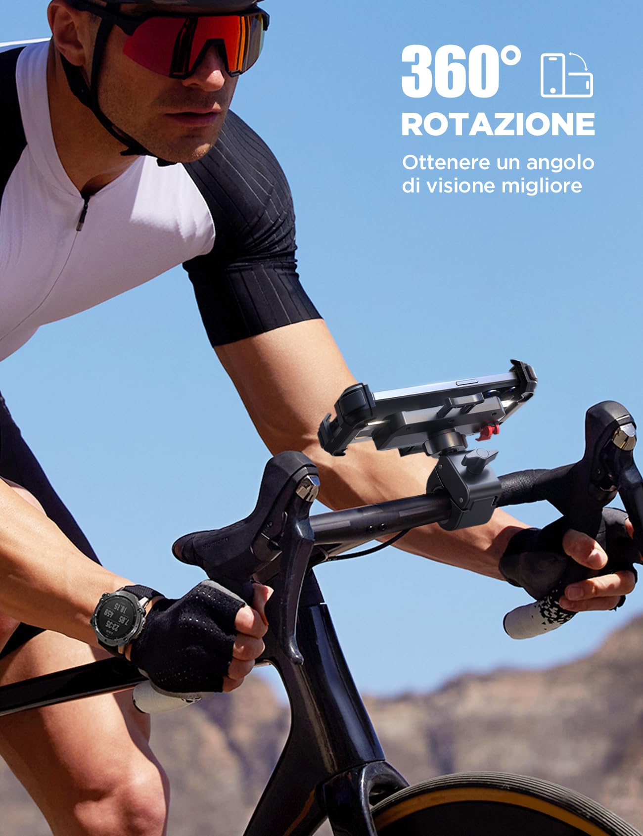 JOYROOM Porta Cellulare Moto 2025 Tirante in Metallo 160 km/h Antiurto Universale Bicicletta Manubrio Holder per iPhone 16 Pro Max Samsung 4.7-7"