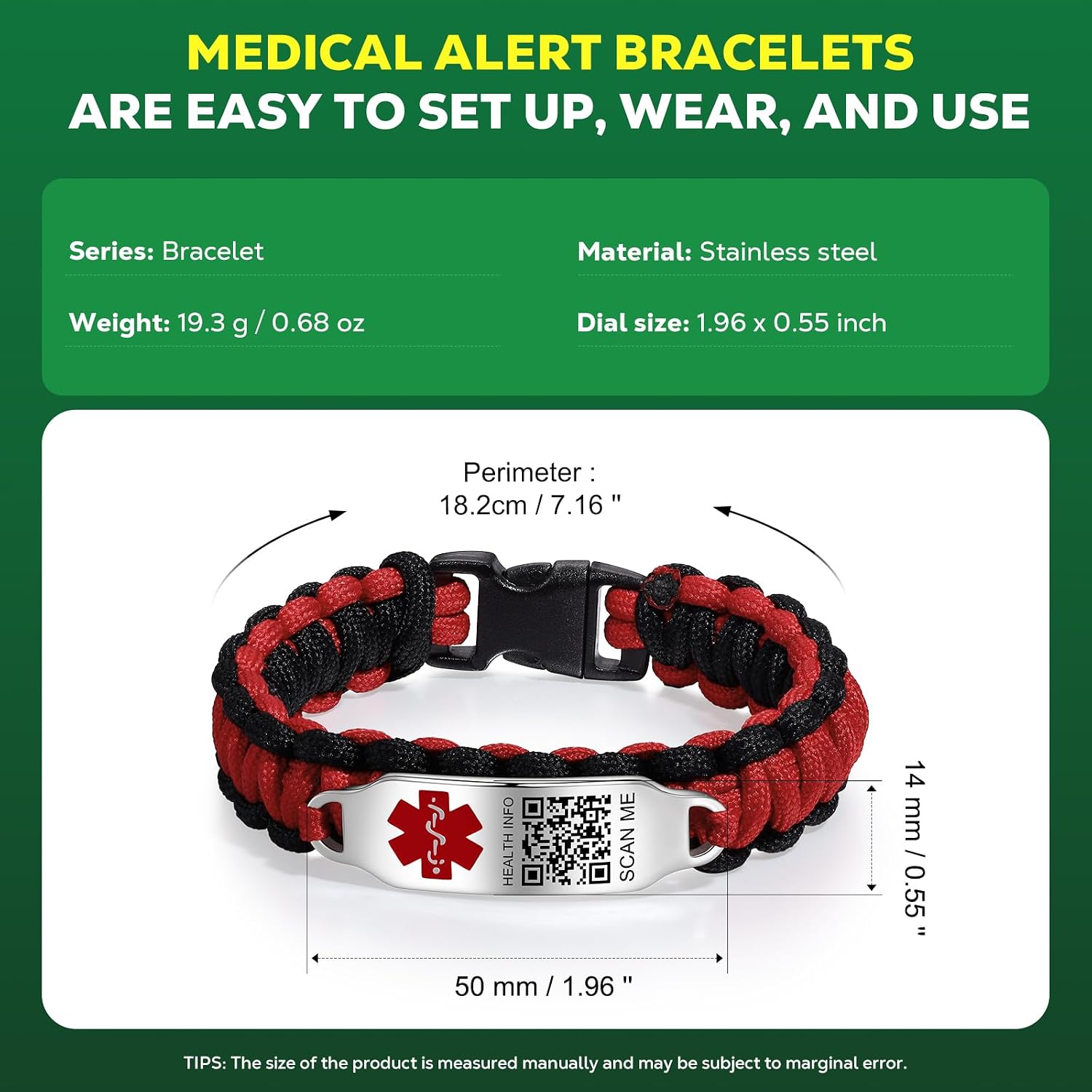 Upgrade Medical Bracelets Men Women with QR Code Medical Alert ID Bracelets