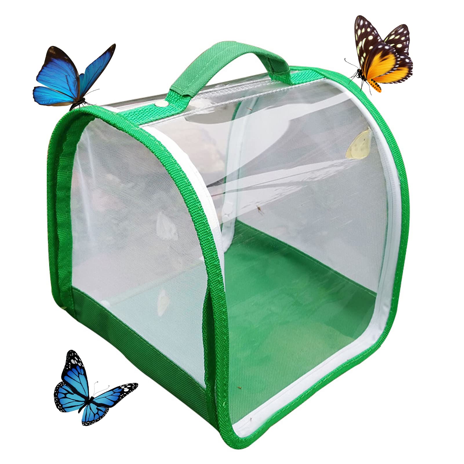SYFUNLV Schmetterling Habitat Käfig, Faltbarer Transparent Netz Schmetterlingskäfig, Belüfteter Schutz Käfig Klappbar, Insektenhaus für Schmetterlinge, Libellen und Raupen Aufzucht