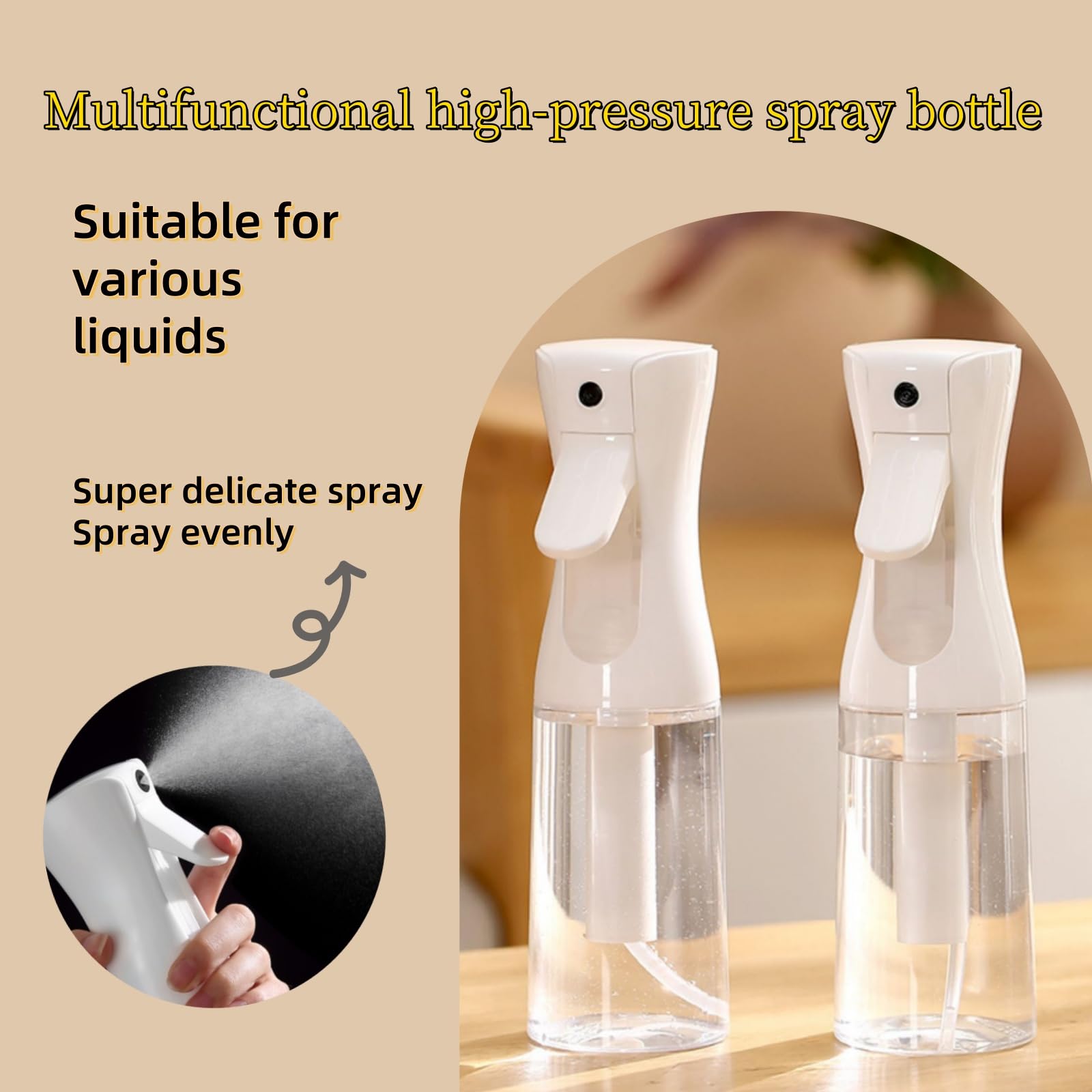 2 x kontinuierliche Sprühflaschen – ultrafeiner Sprühnebel, 200 ml Wassersprühflasche für Haare, Reinigung, Pflanzen, Haustiere, Salons