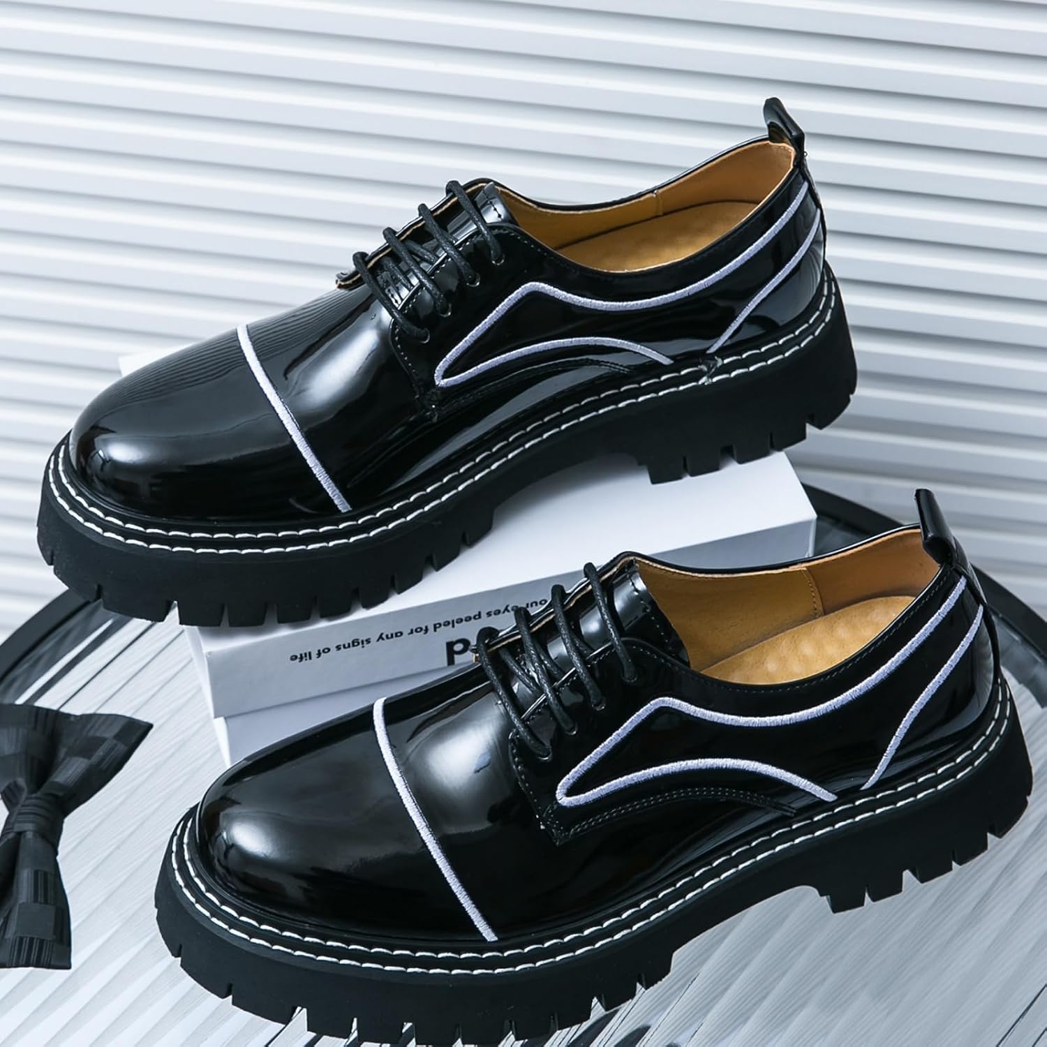 Men's Chunky - Sole Dress Shoes, Stylish Casual Formal Footwear - Ideal for Office Days, Evening Events & Urban Walks