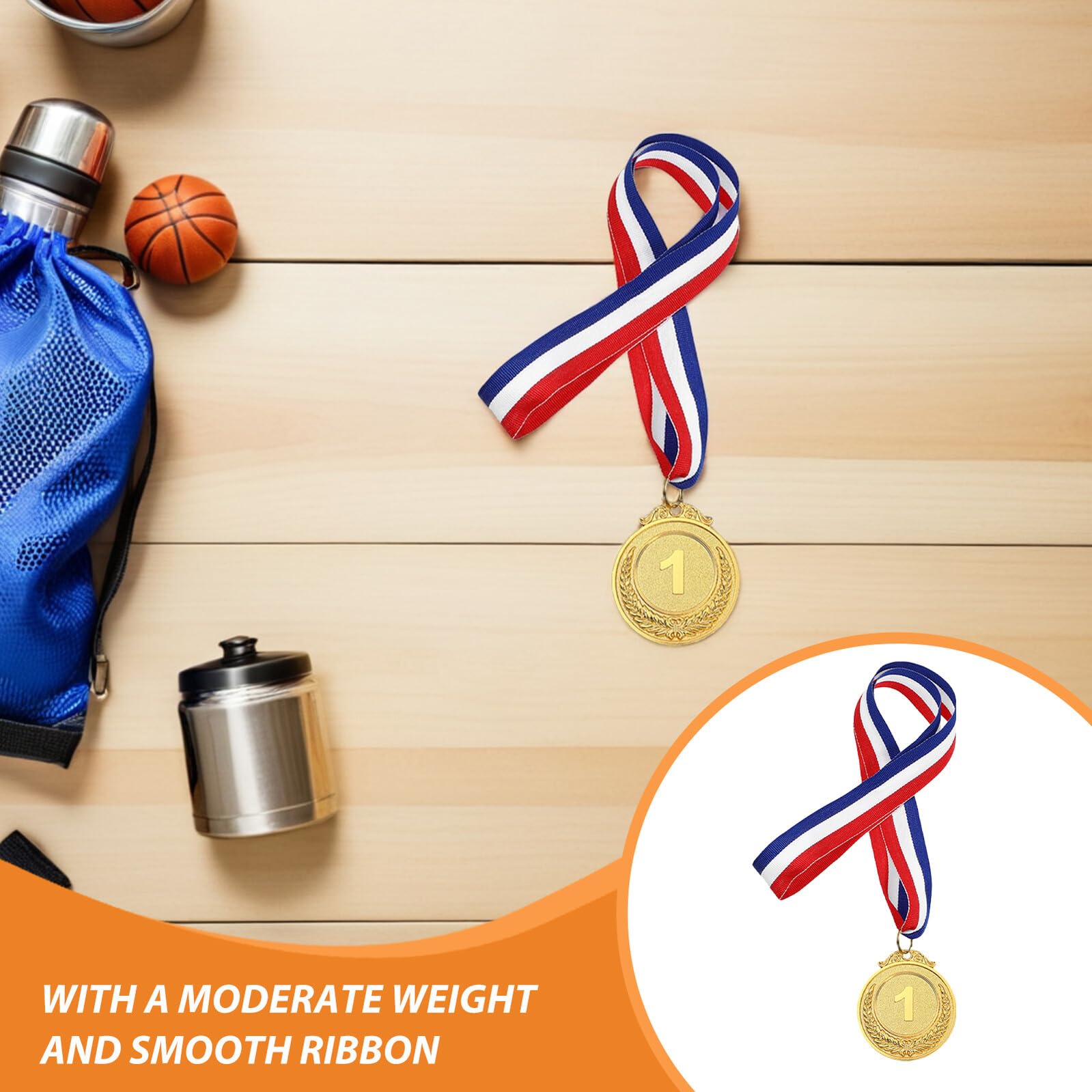 Healvian 15 Medaglie d'oro in Metallo con Nastro per Premi Sportivi per Calcio Basket e Baseball Medaglie per Gare e Feste di Competizione Set da 15 Pezzi per Eventi Sportivi