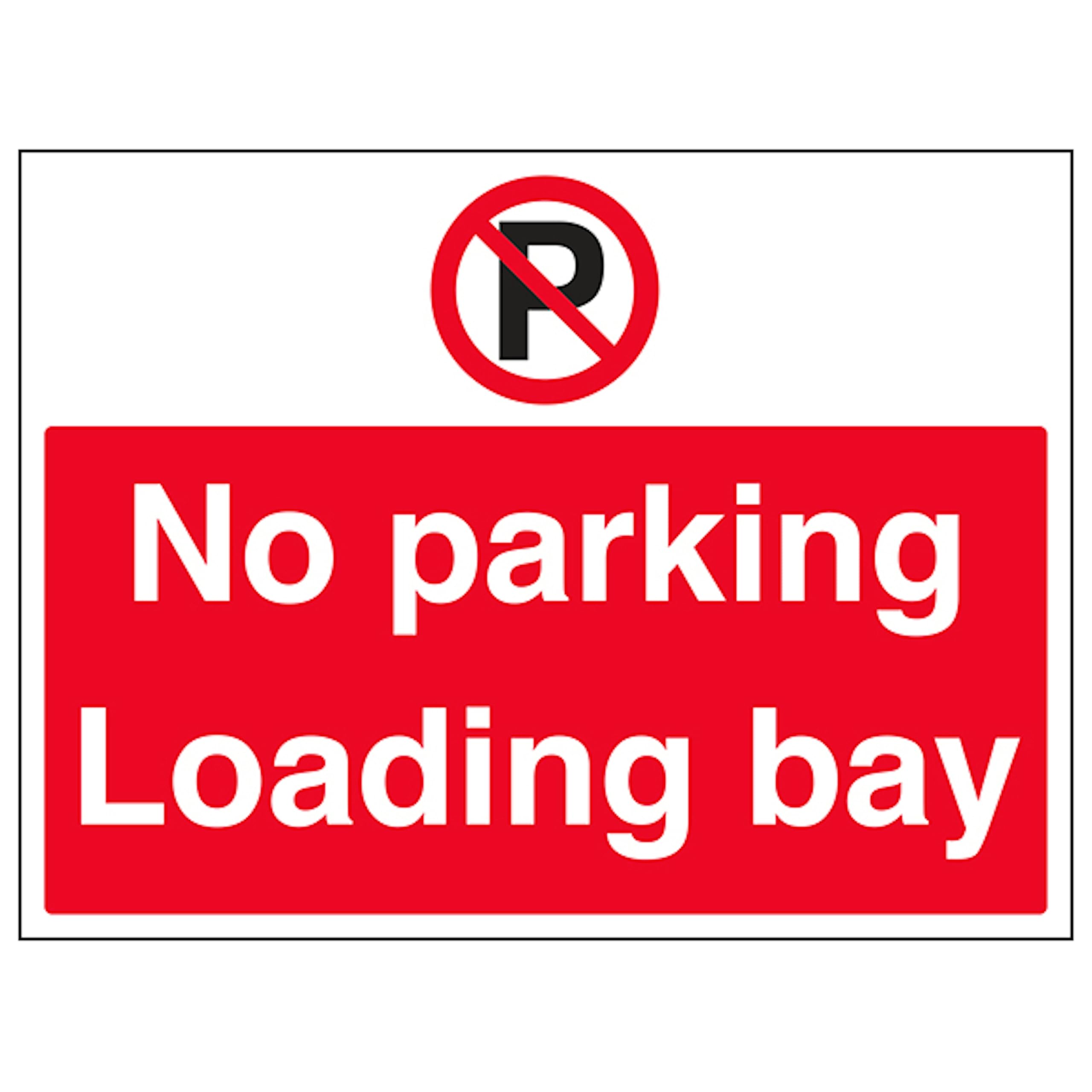 V Safety No Parking, Loading Bay 600 x 450 mm - 3mm Aluminium Composite Safety Sign, White