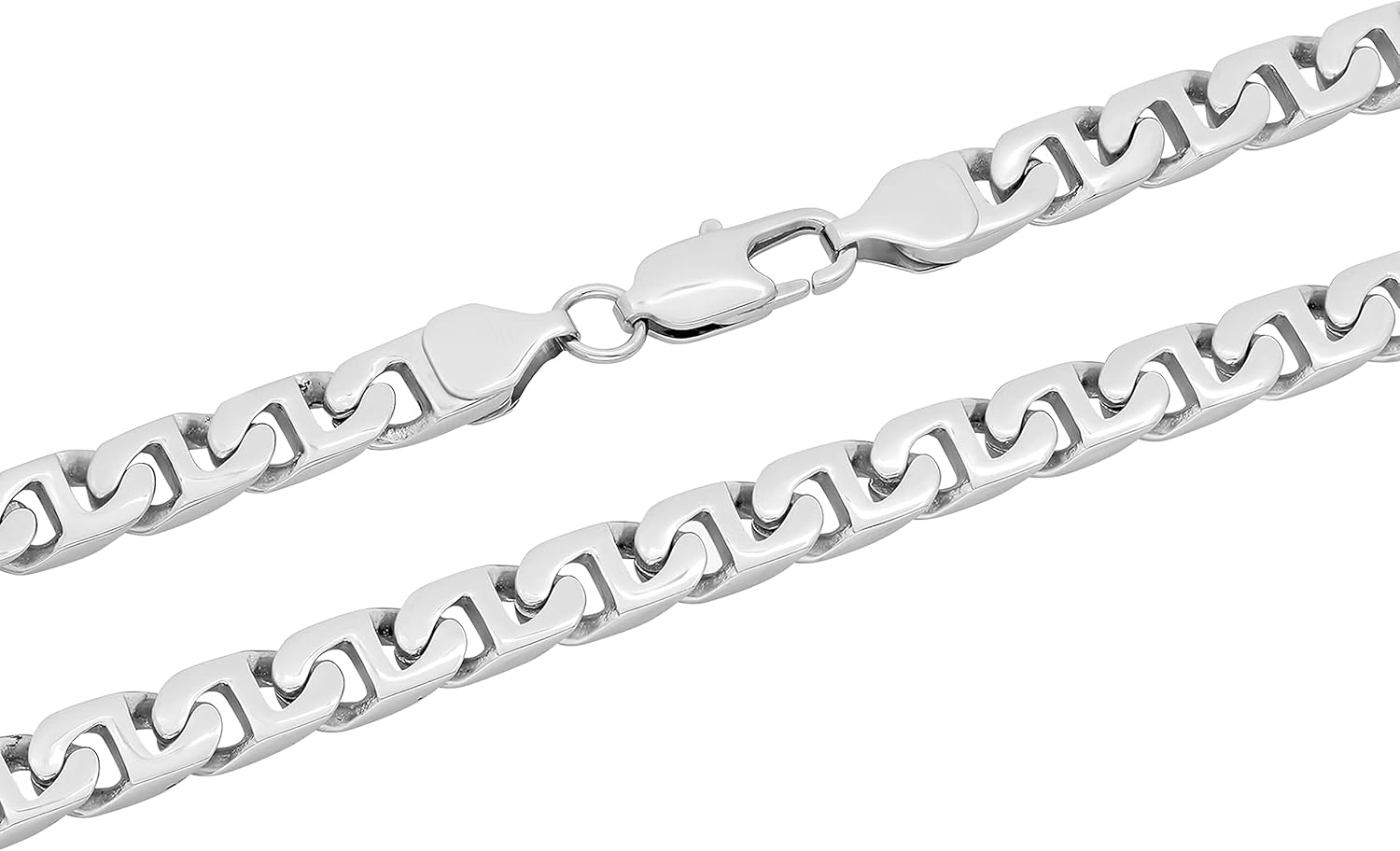 Men's Stainless Steel 6.5mm Flat Mariner Link Chain Necklace - Choice of Length and Color - Image 4