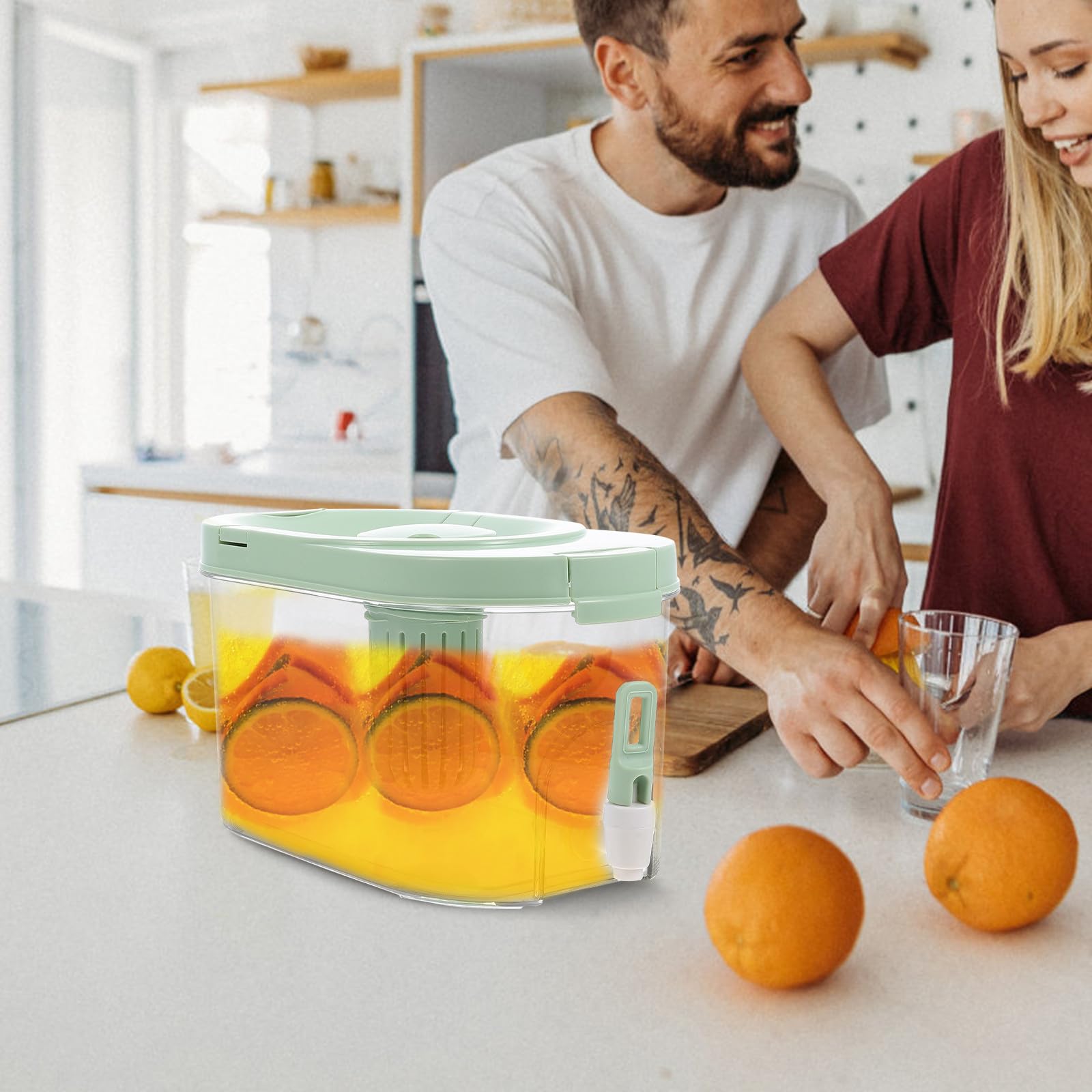 Distributeur de Boissons 4l Robinet Anti-obstruction en Polypropylène pour Réfrigérateur, Grosse Capacité, pour Fêtes et Thé Glacé
