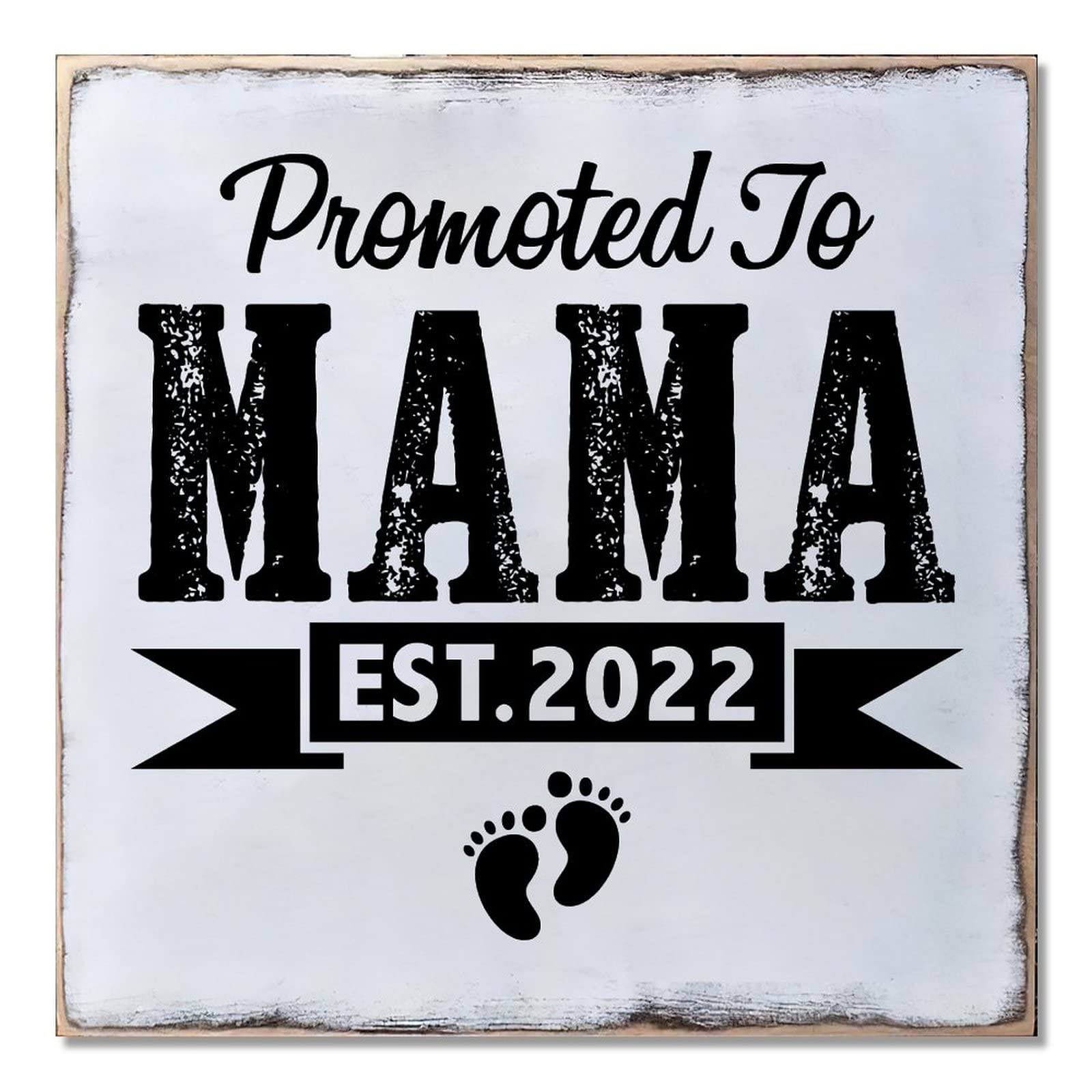 Promoted To Mama plaque en bois de 40cm pour célébrer la maternité
