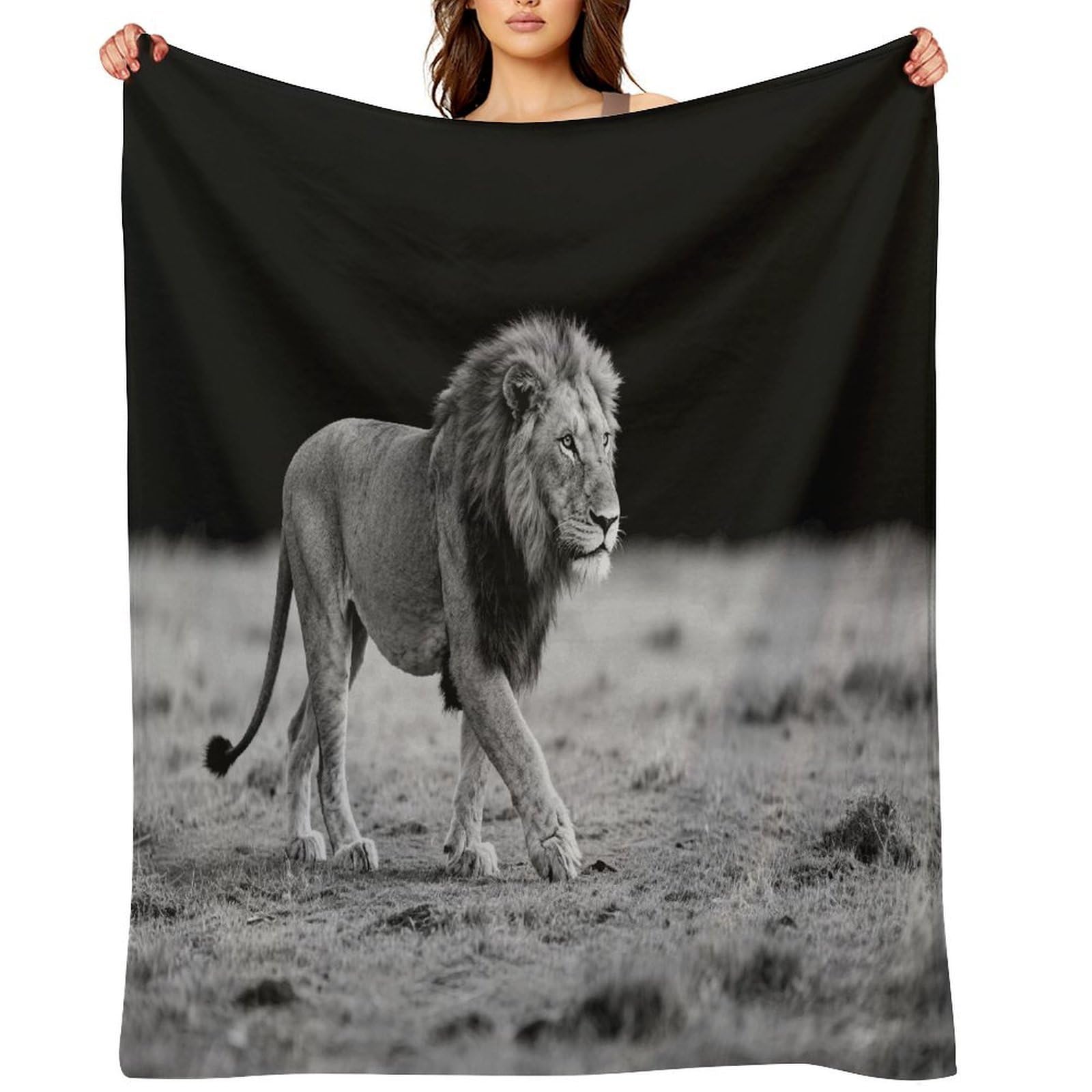 Wild Animal Lion Throw Blanket for Couch and Bed Super Soft Warm Lightweight Throw Blankets Cozy Fuzzy Flannel Blanket Personalized Decorative Blankets for Sofa Decor 60"x80"